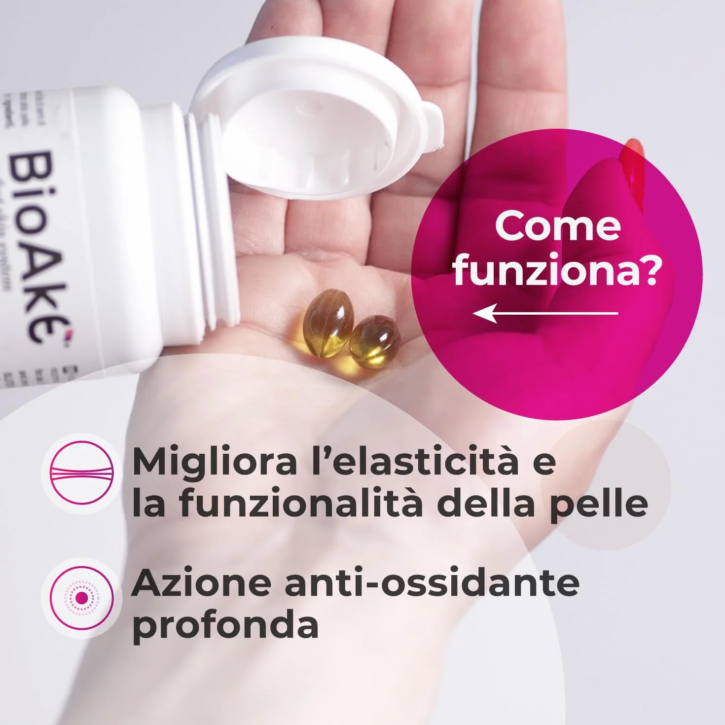 Bioake Integratore per Pelle Grassa e Impura, Olio di Semi di Canapa, 90 Perle