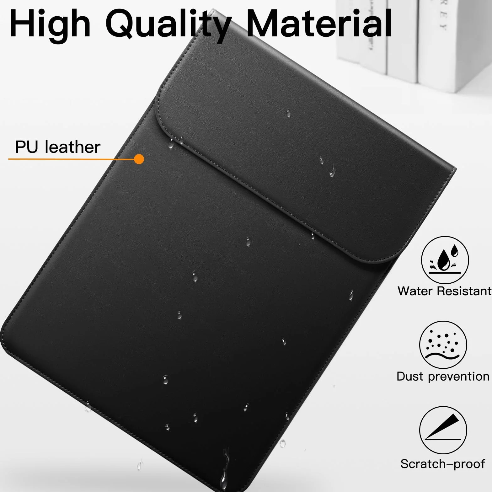JETech Custodia Sottile Laptop per MacBook Neo (A18 Pro), MacBook Air 13 Pollici (M2/M3/M4/M5) 2022-2026, MacBook Pro 13 Pollici (M1/M2) 2016-2022, Cover in Pelle PU (Nero)