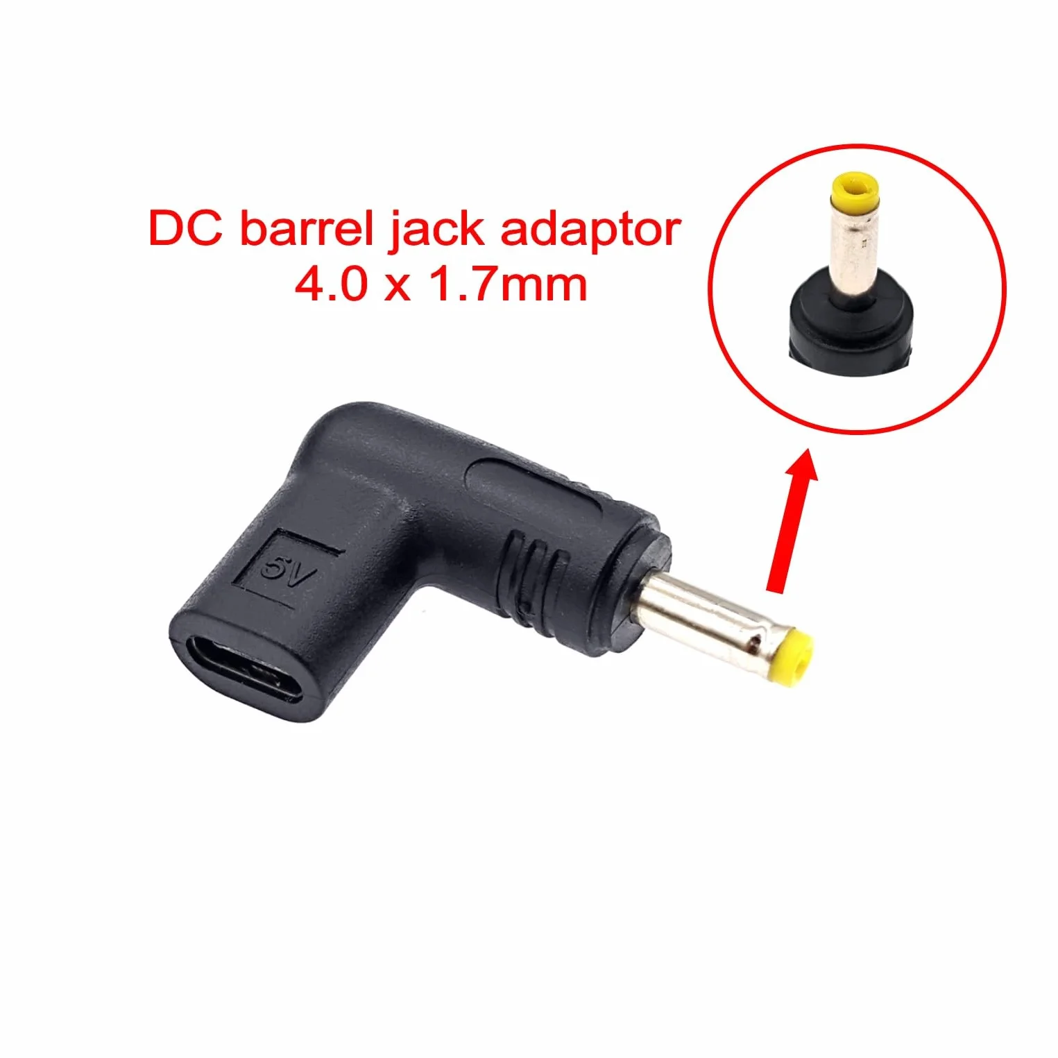 JZK Adattatore da 5 V USB tipo C femmina a DC 4,0 x 1,7 mm, adattatore DC maschio ad angolo retto di 90 gradi a jack DC 4,0 x 1,7 mm