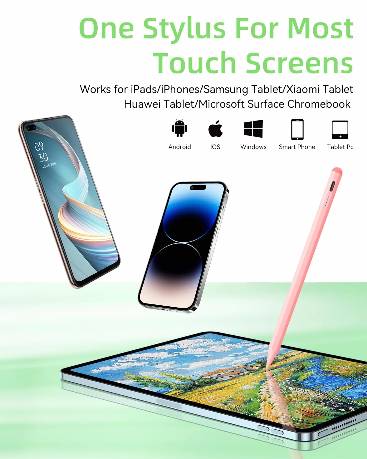 DAORANGE Penna per Tablet Touch Screen, Universale Stylus Pen Penna ad Alta Sensibilità per Android Tablet Compatibile con iPad, per Samsung, per Huawei, per XiaoMi, per Redmi, Smartphone (Rosa)