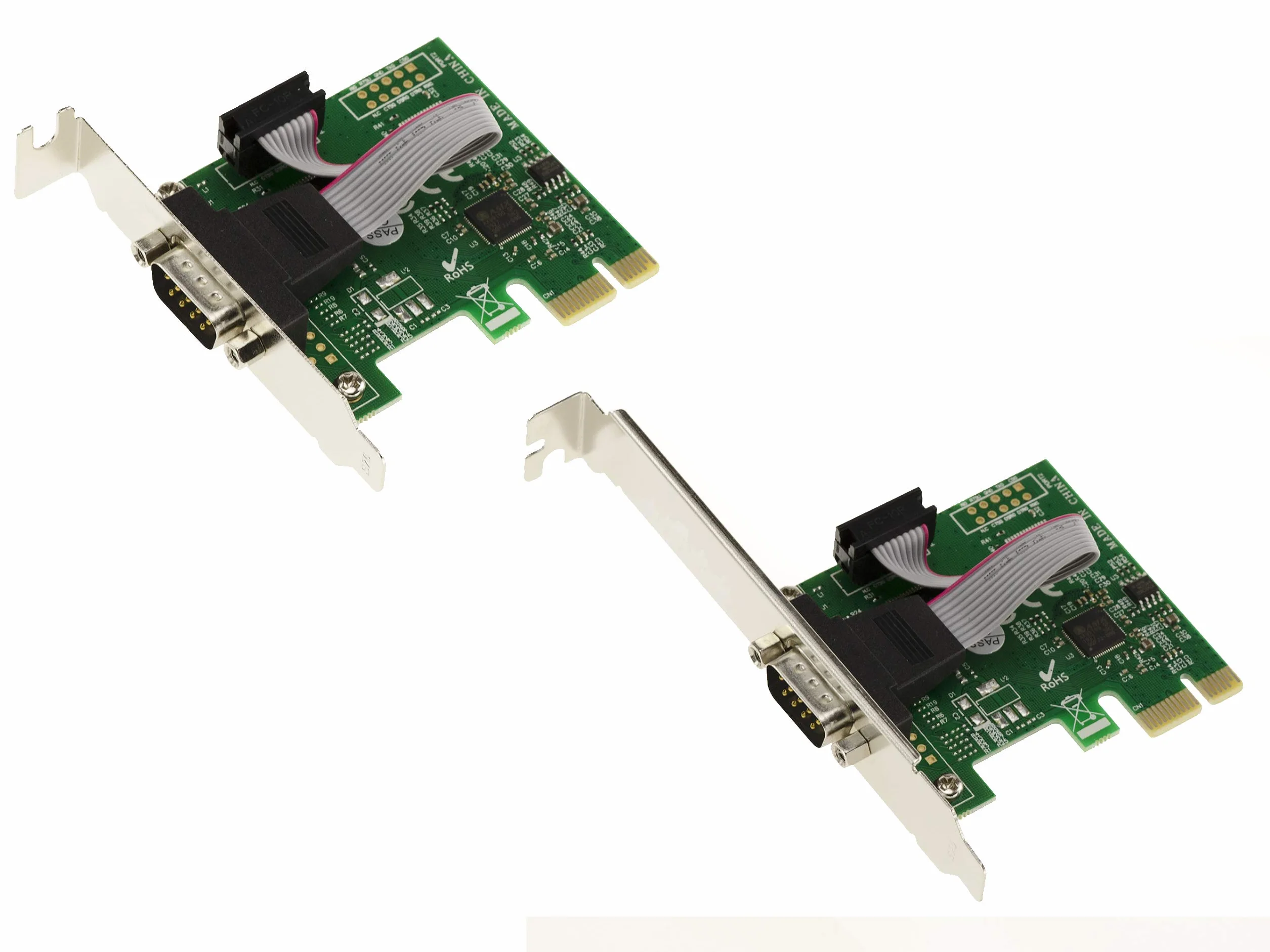 KALEA-INFORMATIQUE Scheda controller PCI Express PCIe Seriale RS232 a 1 porta con chipset ASIX AX99100. Opzioni di montaggio a basso e alto profilo