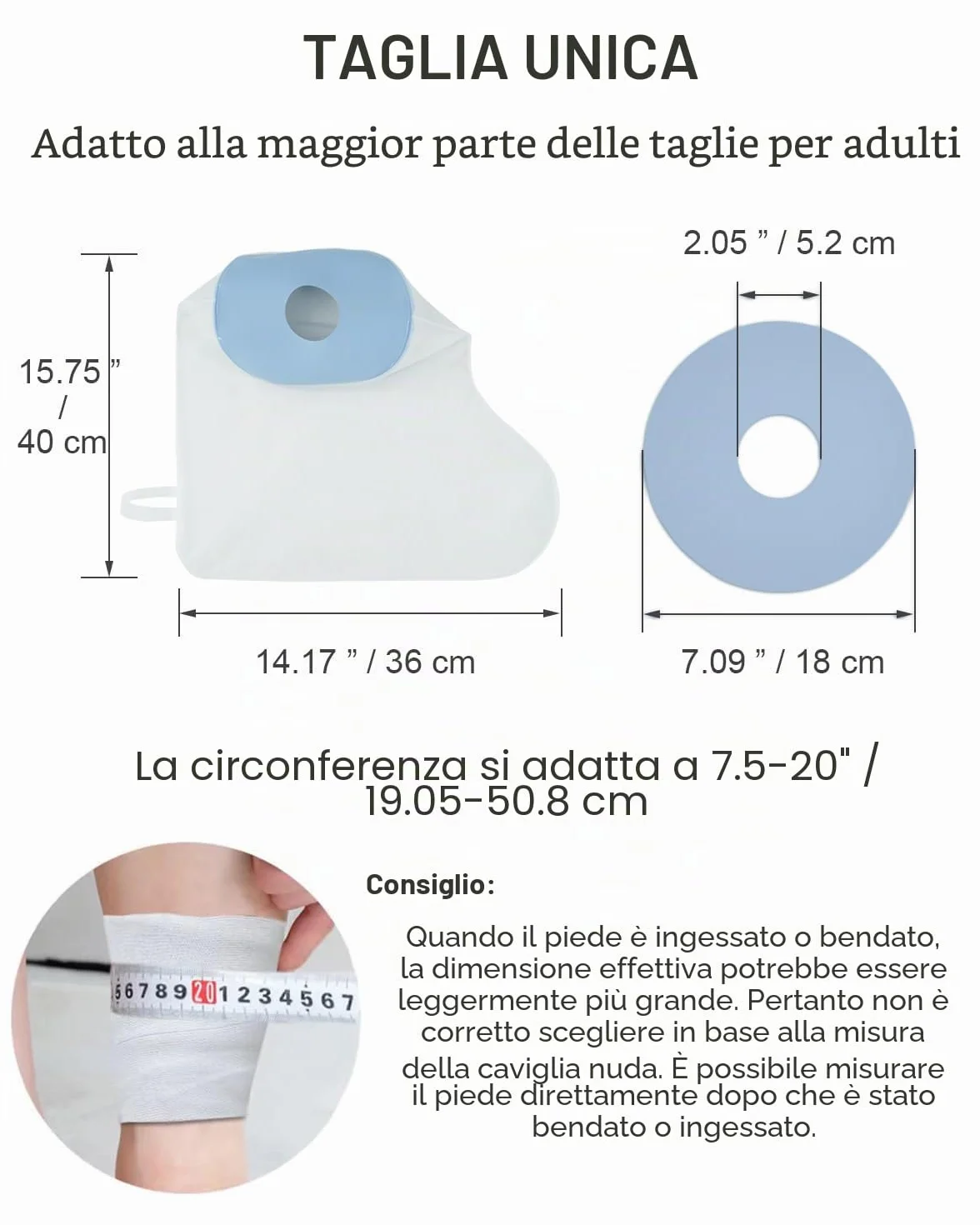 CureSquad Copertura Impermeabile Piede Morbido Confortevole Copri Gesso Doccia Protezione Riutilizzabile