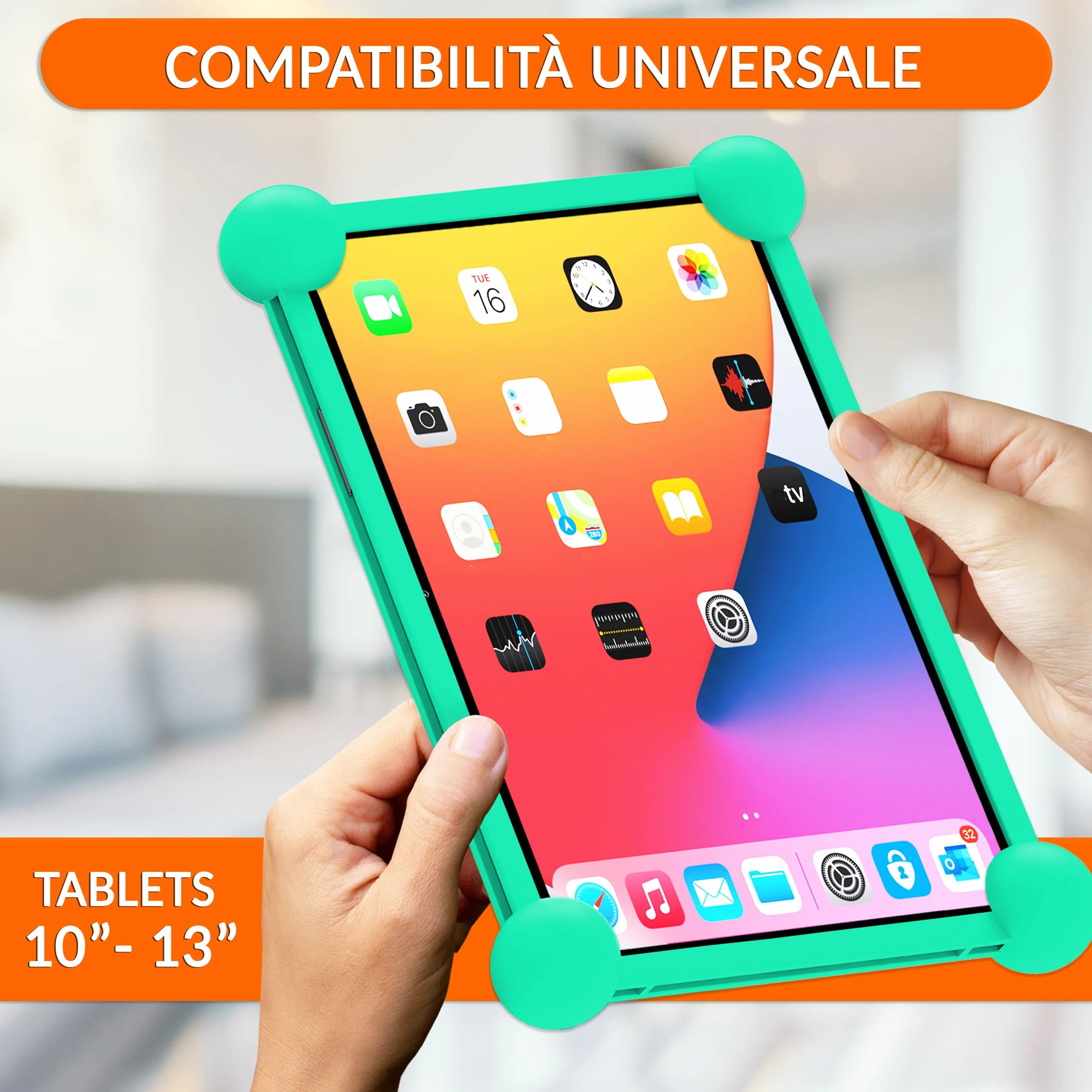 Custodia tablet 10 pollici universale silicone per tablet 10" Verde