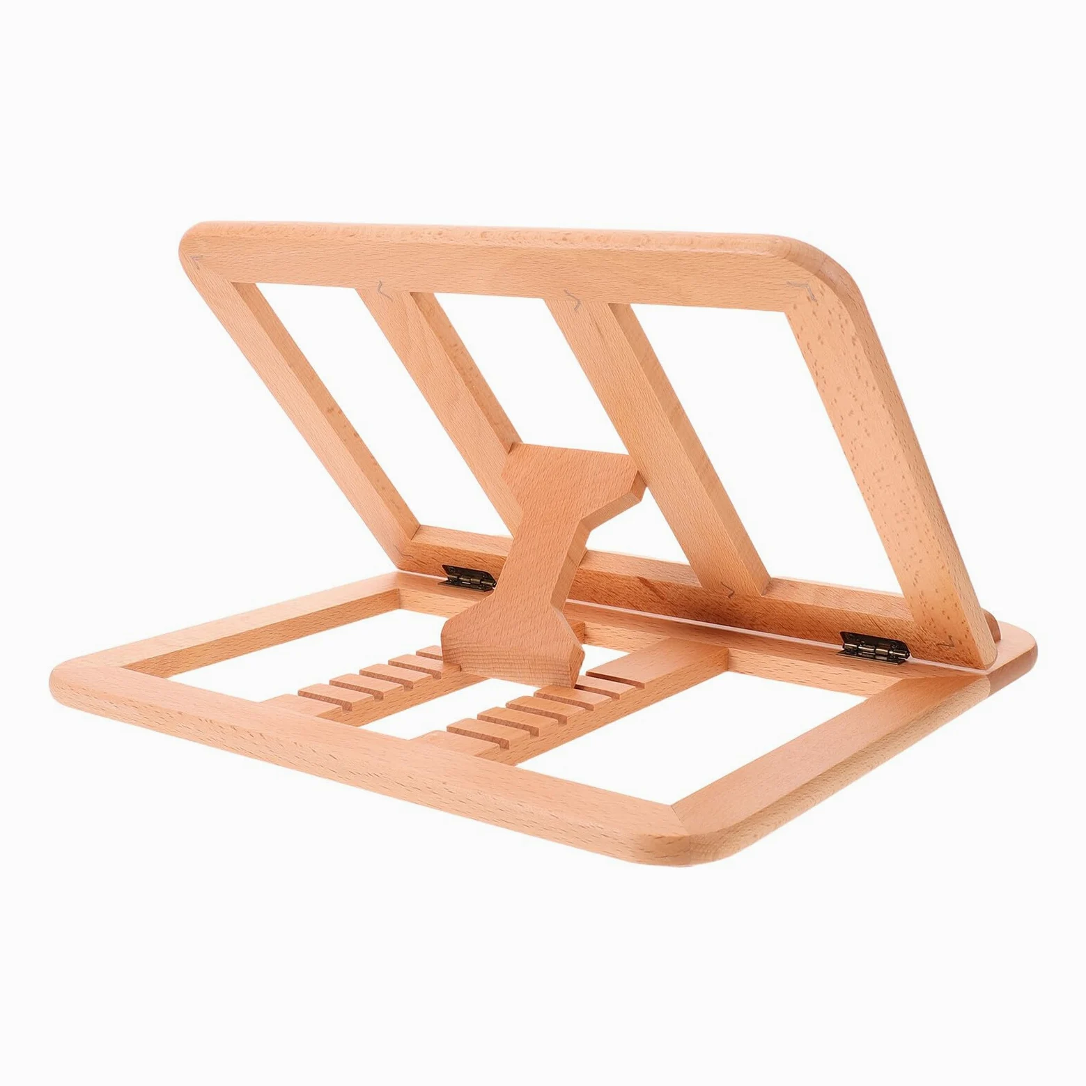 Supporto per Laptop Regolabile in Legno di Faggio Ventilato con 6 Livelli di Altezza, Supporto Portatile Ergonomico per Scrivania, per Migliorare la Postura e Raffreddare Computer