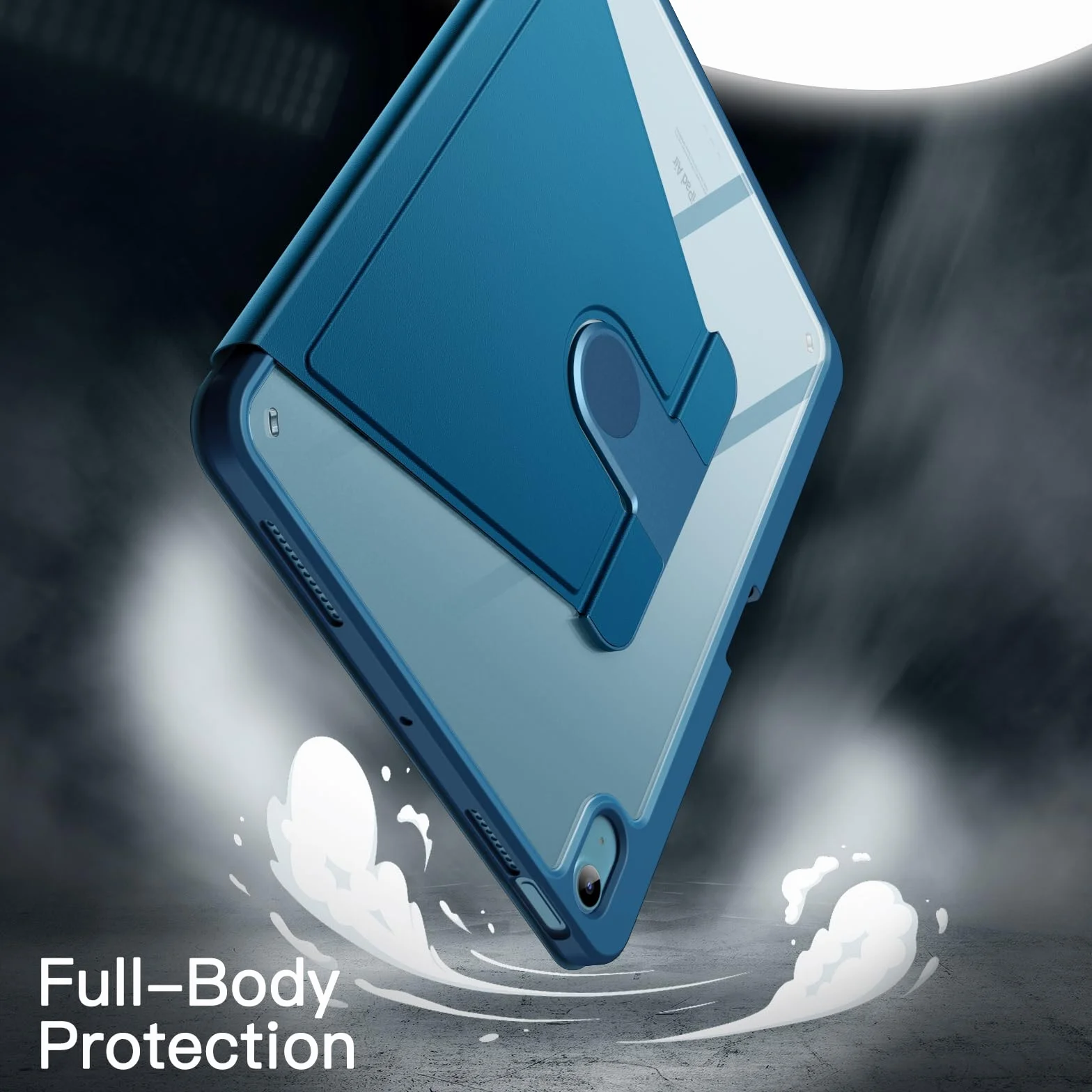 JETech Custodia Rotante per iPad Air 11 Pollici M4/M3/M2 (2026/2025/2024), iPad Air 5/4 (2022/2020 10,9") con Portapenne, Protezione a 360 Gradi Supporto Cover Blu