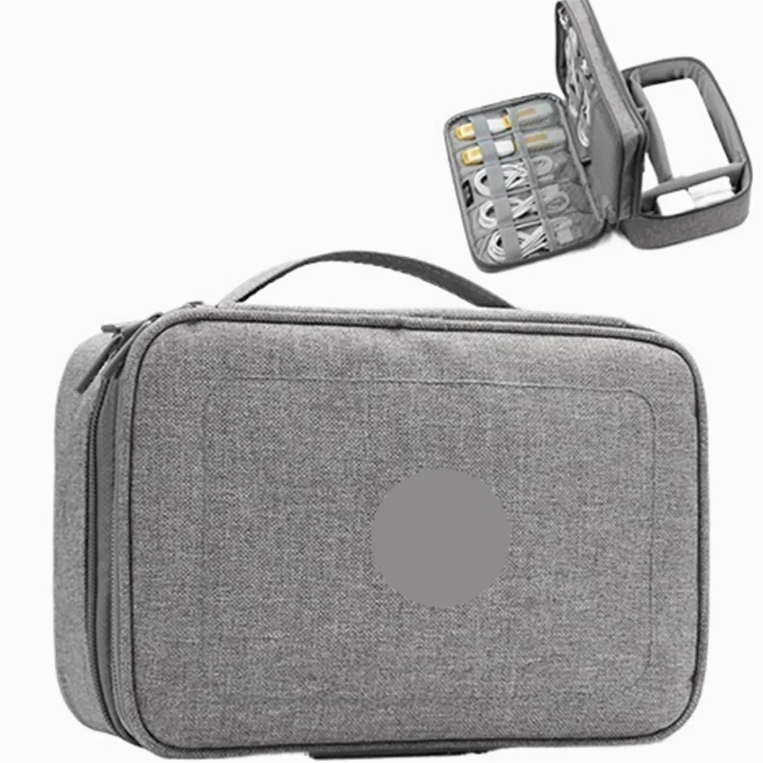 Borsa Organizer per Cavi Custodia Multiuso/organizzatore for Accessori elettronici da Viaggio da 2 Pezzi, for Power Bank, Disco Rigido, Caricabatterie per Cavo, Caricatore(Double Layer Grey)
