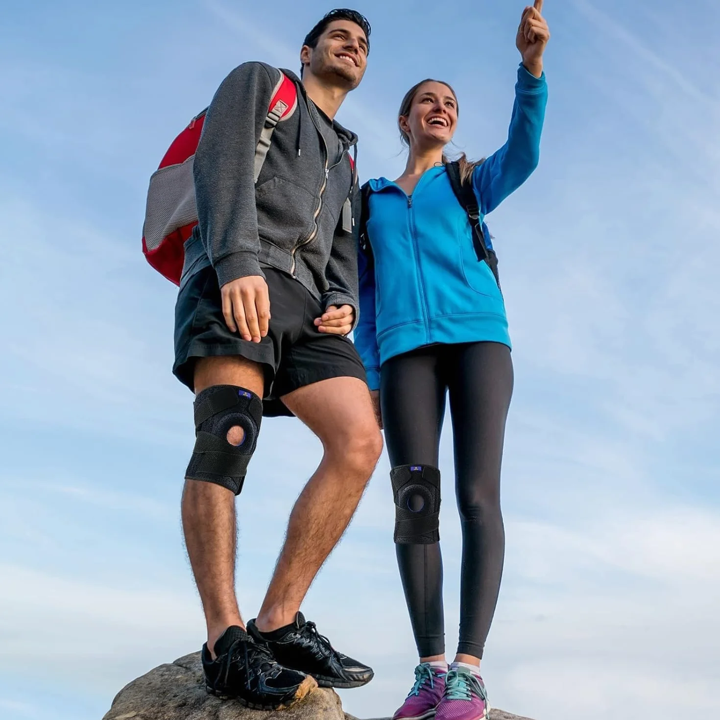 ABYON Ginocchiera Ortopedica Regolabile Tutore Ginocchio Stabilizzatori Laterali Supporto L/XL