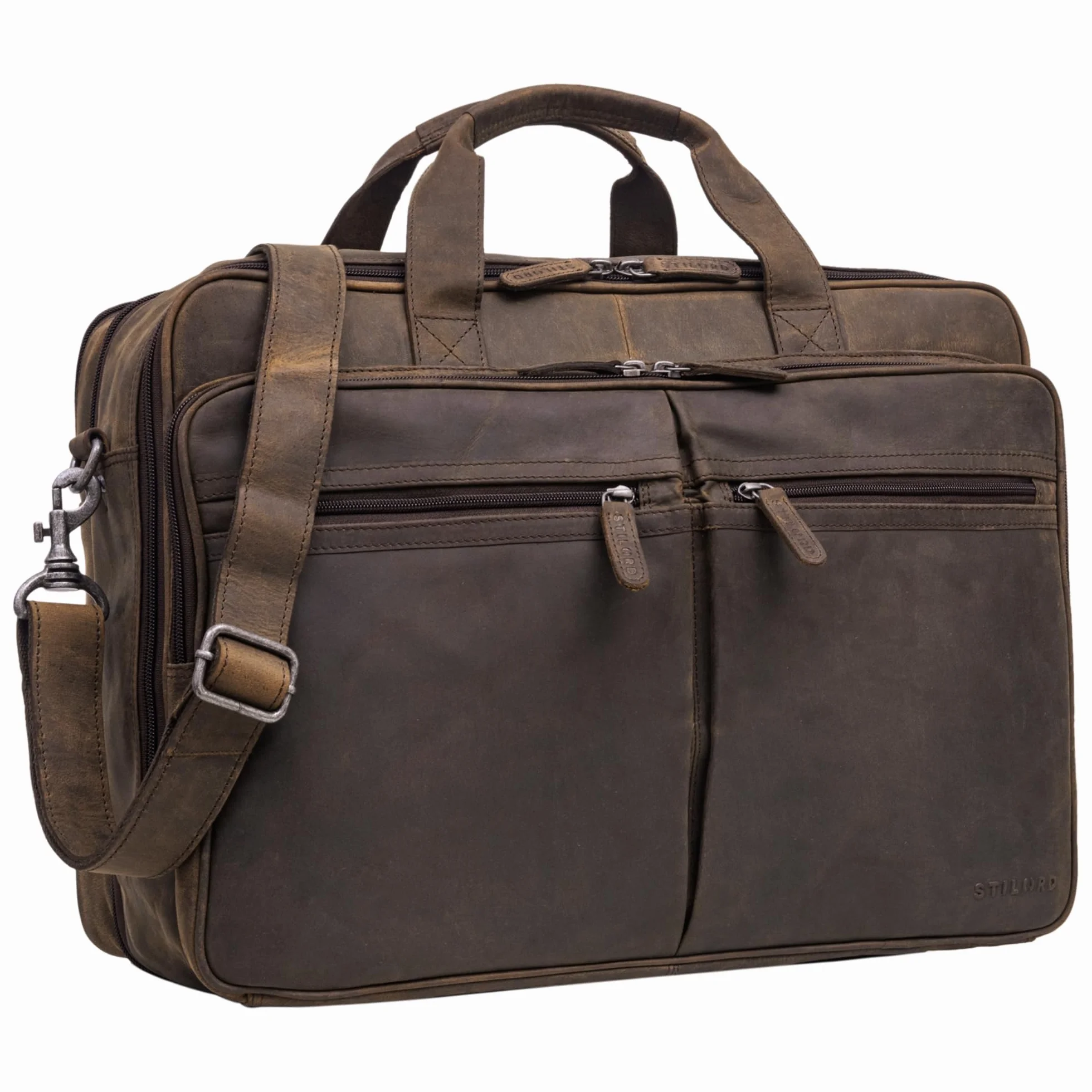 STILORD "Gigantus" Borsa Porta PC 17,3 Pelle Valigetta pelle valigetta porta documenti Borsa da lavoro Porta documenti grande pelle Vintage Colore:nero