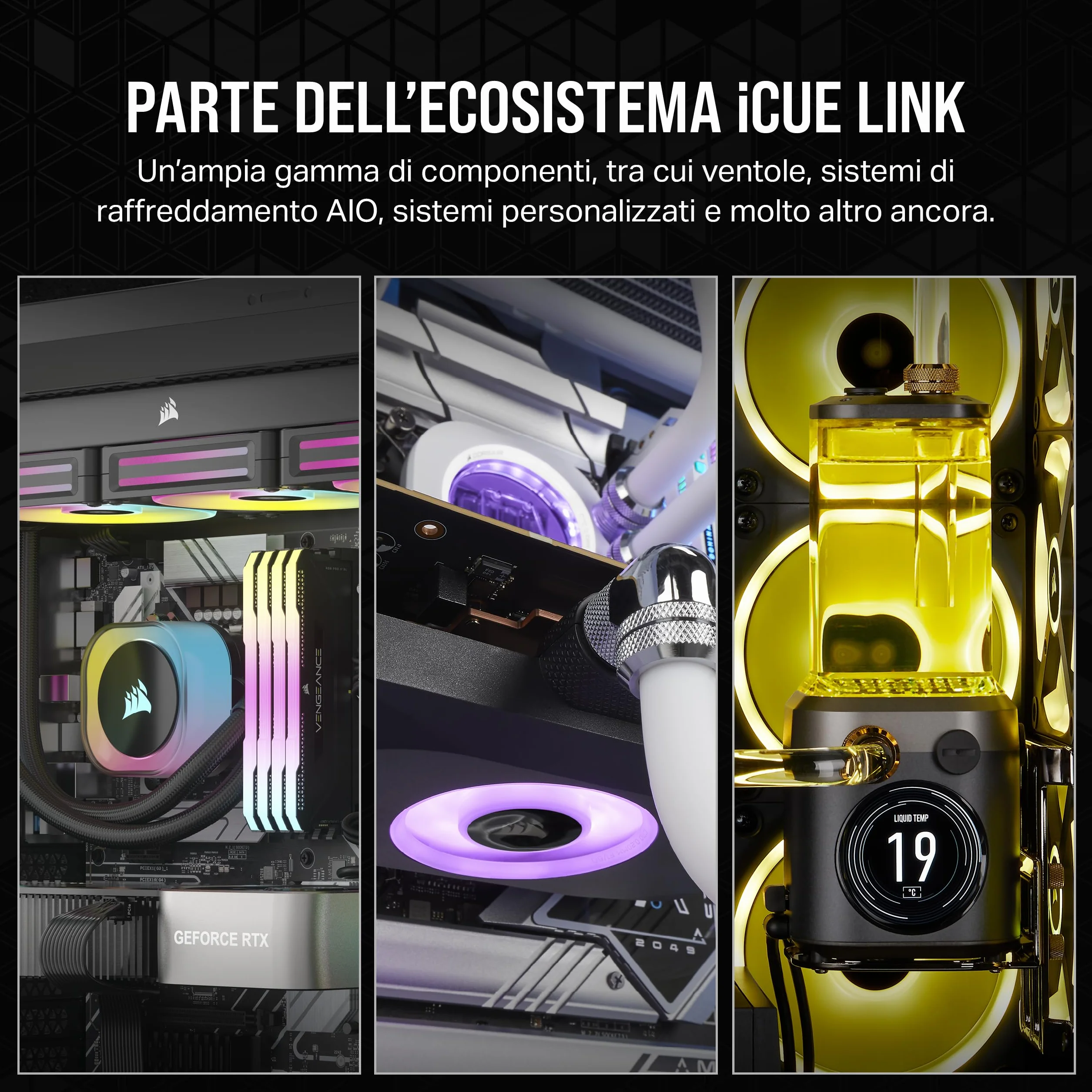Corsair iCUE Link QX120 RGB Cupola Magnetica da 120 mm Ventole - Tripla Ventole Starter Kit con iCUE Link System Hub - Nero | Tripla Ventole Starter Kit con iCUE LINK System Hub