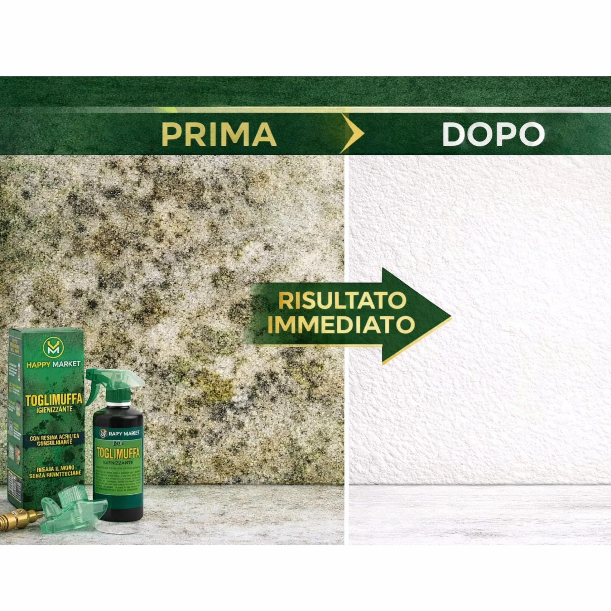 Antimuffa Spray 500ml con Resina Acrilica Consolidante – Trattamento Igienizzante per Pareti Interne
