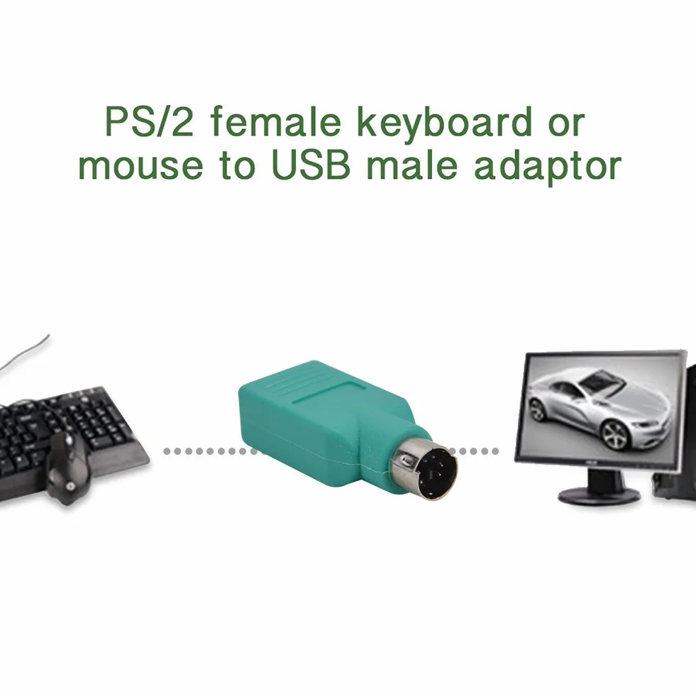 Adattatore PS/2, da maschio PS2 a femmina USB convertitore e adattatore per tastiera e mouse, 2 pezzi (avviso: non è compatibile con tutte le schede madre)