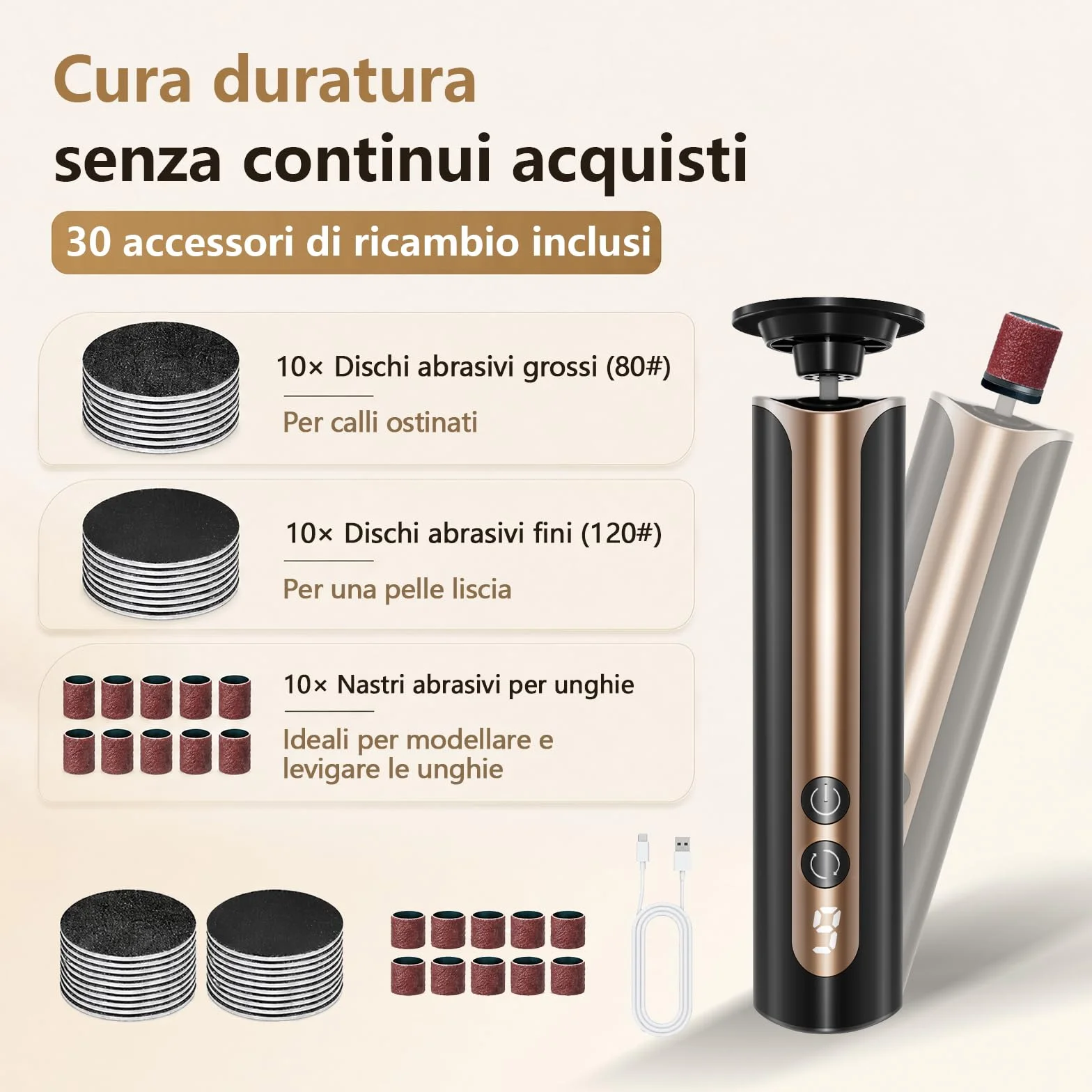 Pedicure Elettrico Professionale 2 in 1 Rimuovi Calli Piedi Display LCD 9 Velocità Raspa Elettrica Pelle Dura Screpolata