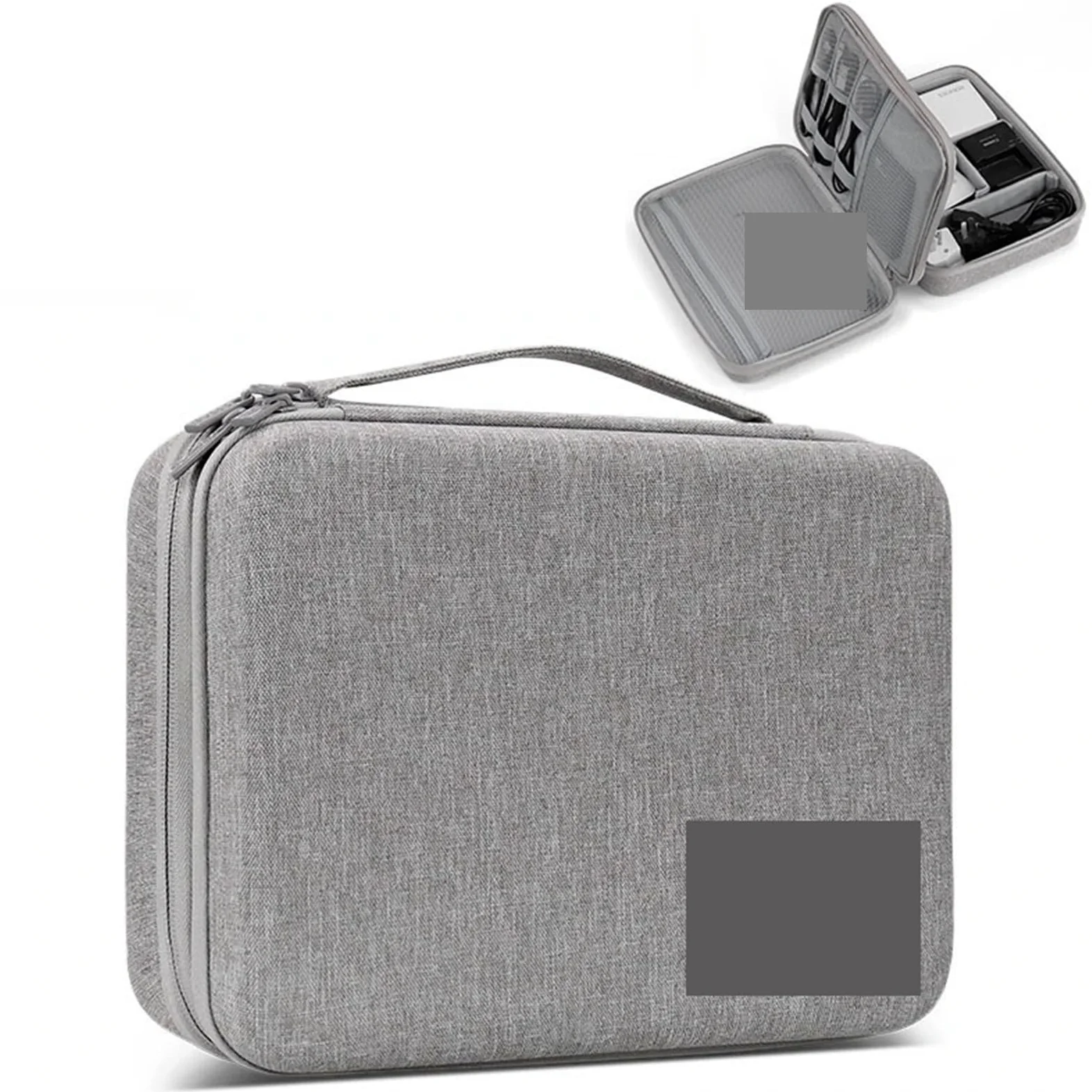 Custodia rigida impermeabile for accessori elettronici Custodia organizer for banca di potere di grande capacità Borsa for passaporto da viaggio digitale Per Cavi, Caricabatterie(Double layer-Gray-XL)