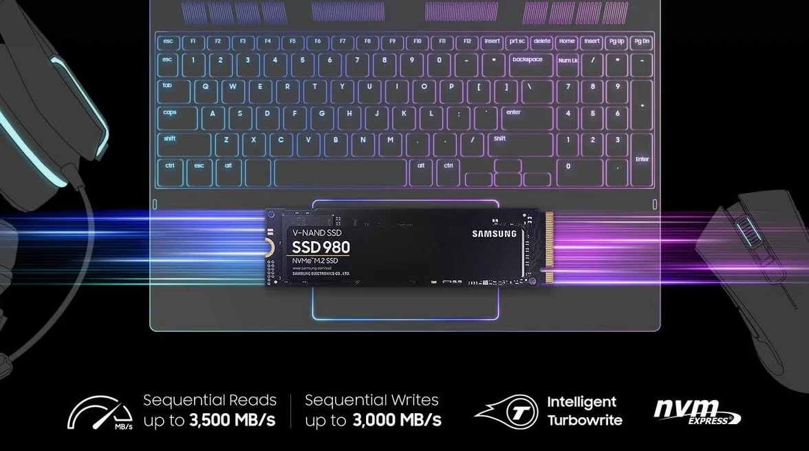 Samsung 980 250 GB PCIe 3.0 (up to 2,900 MB/s) NVMe M.2 Internal Solid State Drive (SSD) (MZ-V8V250BW)