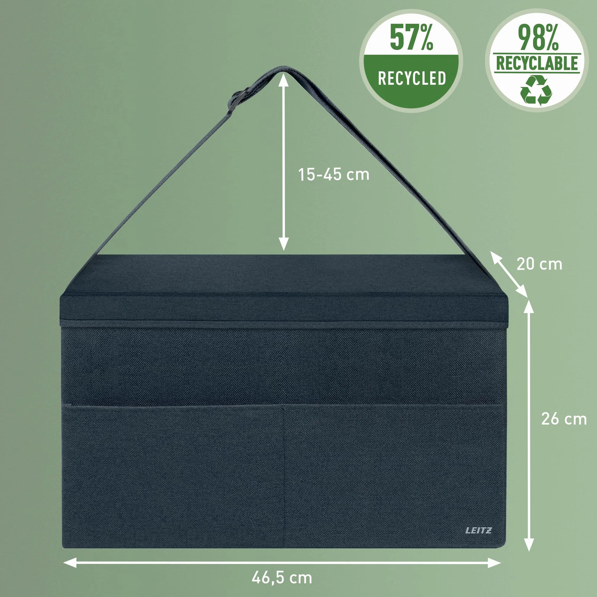 Leitz Hot Desking, Borsa da Lavoro mobile con chiusura, 3 Scomparti, Manici Regolabili, Tracolla, Targhetta Portanome, Ottima per scrivania condivisa per Laptop fino a 16" e accessori, Grigio Velluto