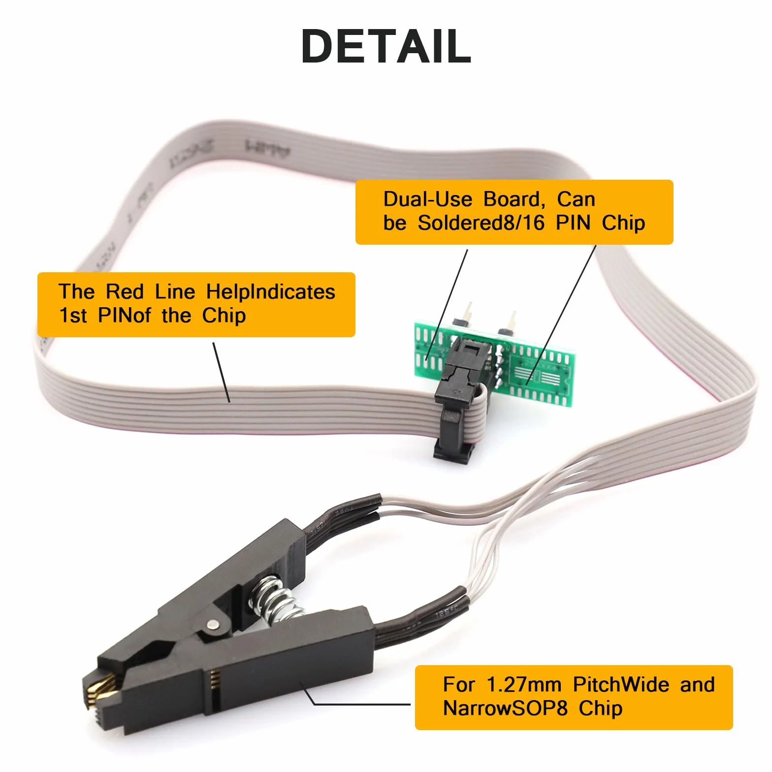 SOIC8 SOP8 Test Clip per EEPROM 25CXX / 24CXX, Programmatore USB BIOS CH341A + Adattatore da 1,8 V per 24 Serie 25 Flash