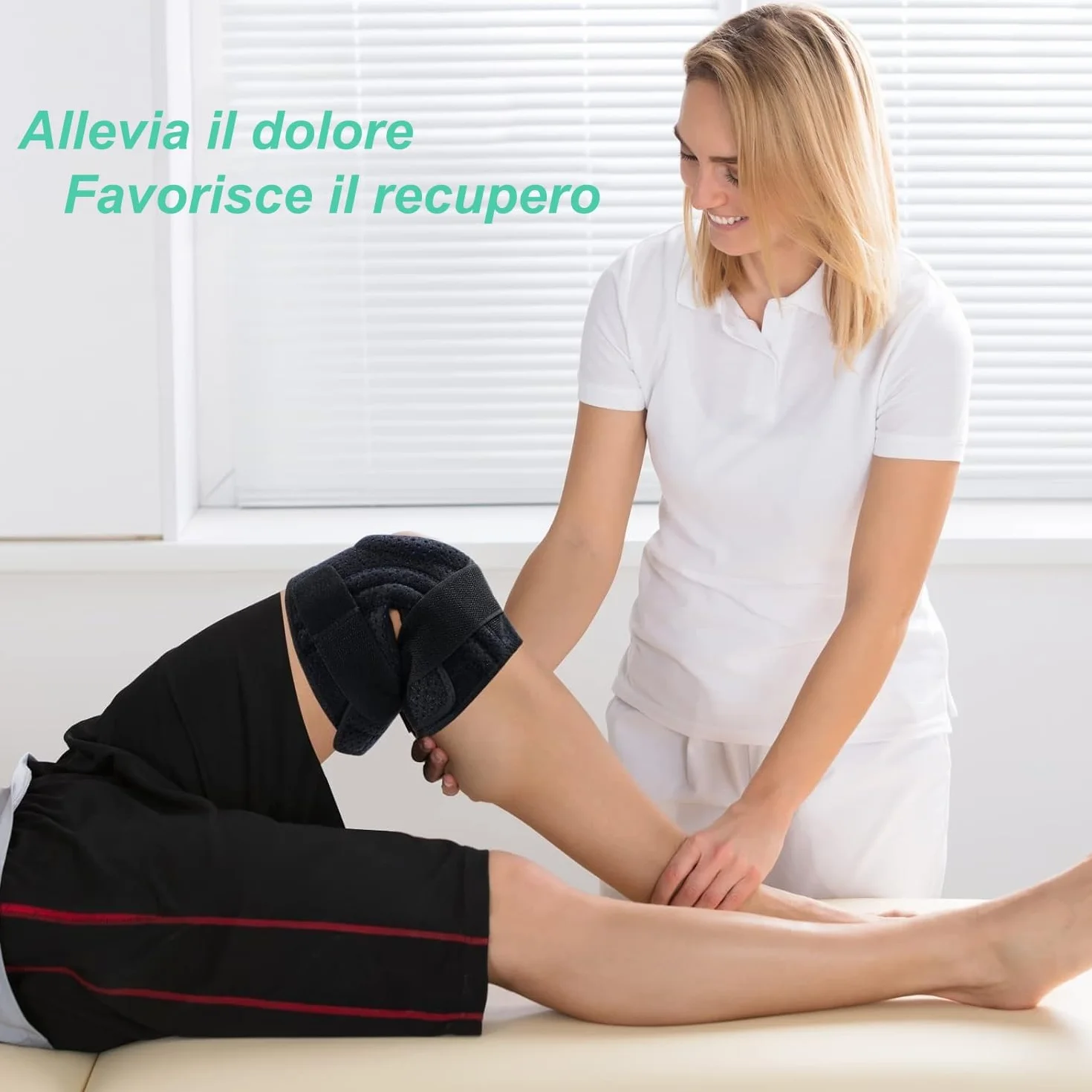 ABYON Ginocchiera Ortopedica Regolabile Tutore Ginocchio Stabilizzatori Laterali Supporto L/XL