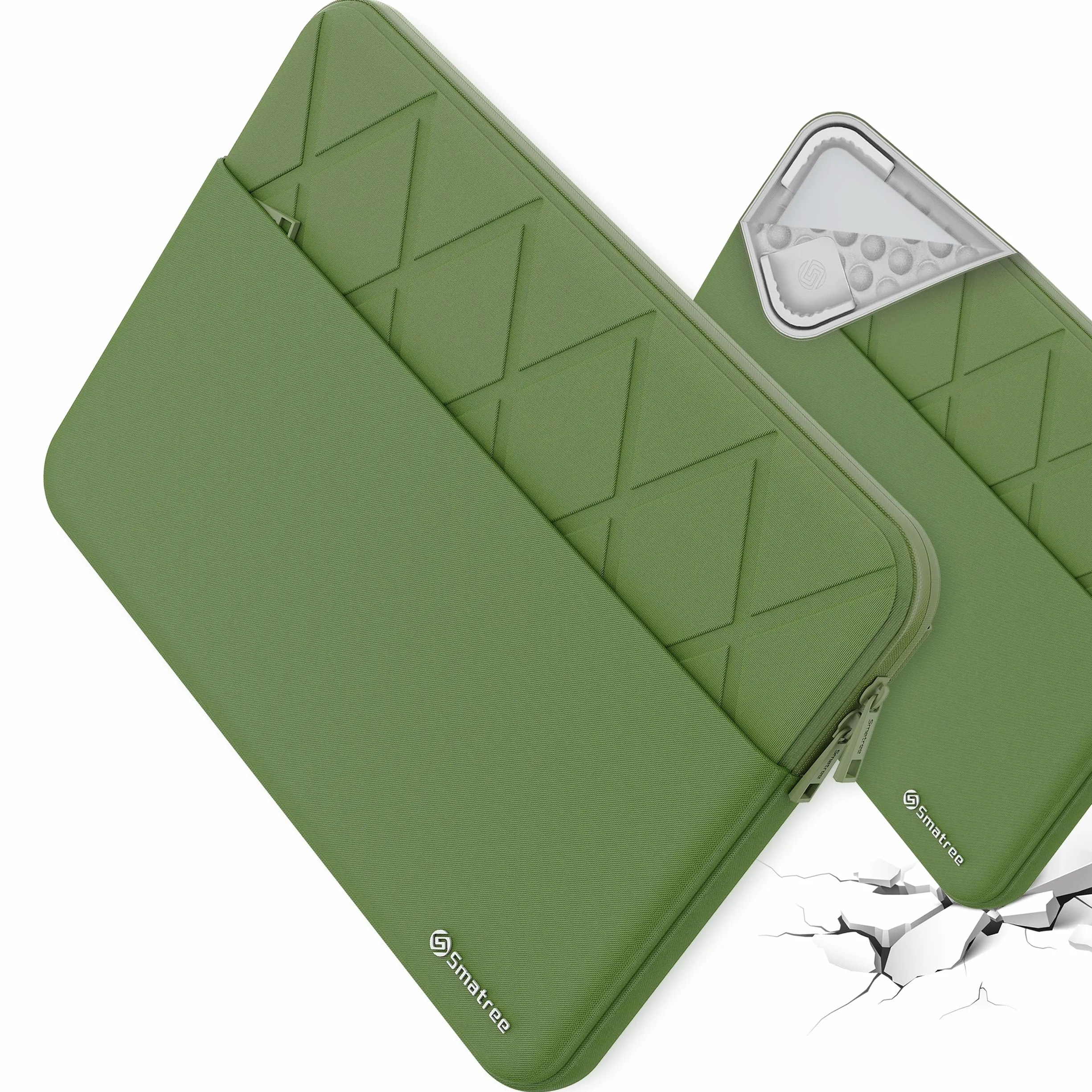 Smatree Laptop custodia per 15,6 pollici MSI Modern 15 F13M, Laptop custodia con astuccio per accessori, cerniera YKK, Patented Super‑Corner Design, verde(E645G)