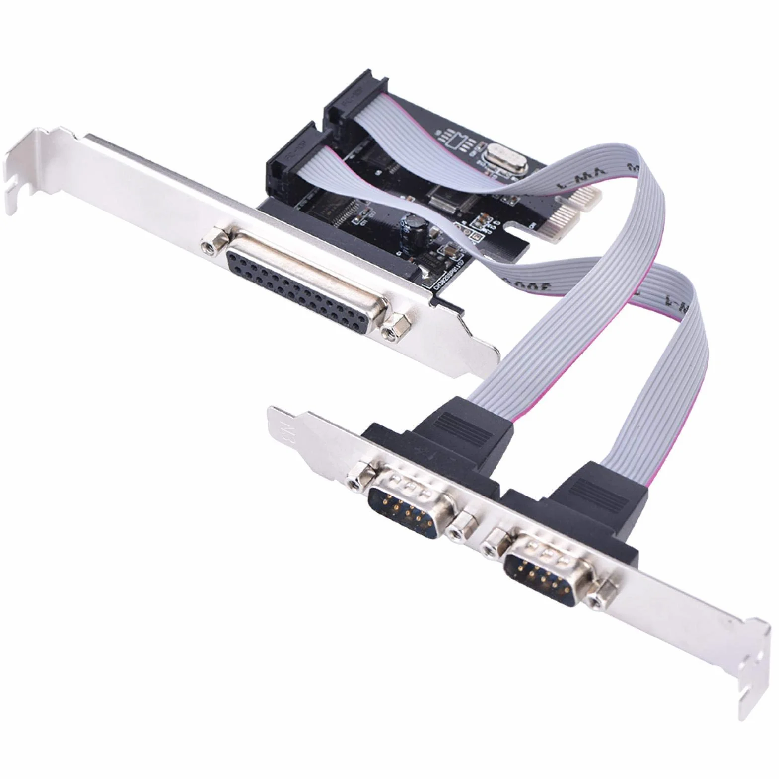 ASHATA Scheda Interfaccia PCI Express Seriale RS232 a 2 Porte, Porta Seriale PCI-E a Doppia Porta Seriale RS-232 + 1 per Porta LPT Parallela DB25, Adattatore Scheda Seriale RS232 PCIe per PC desktop