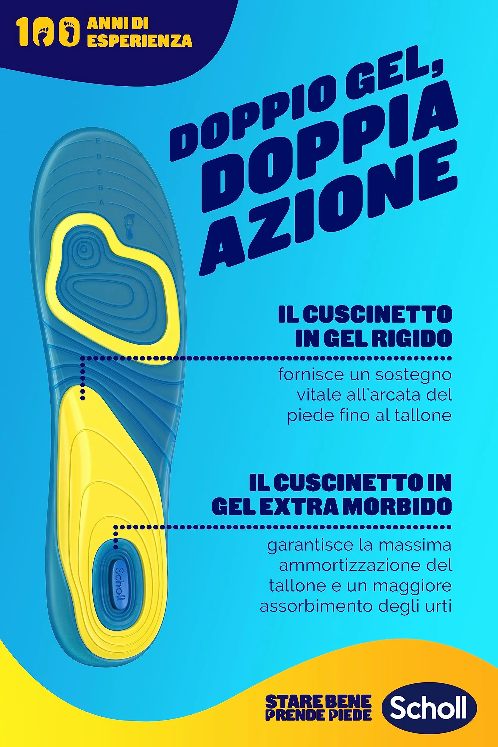 Scholl Solette Gel Activ Everyday, Solette per Scarpe Uomo Antiodore, Ammortizzazione, Misura 40-46.5, 1 Paio