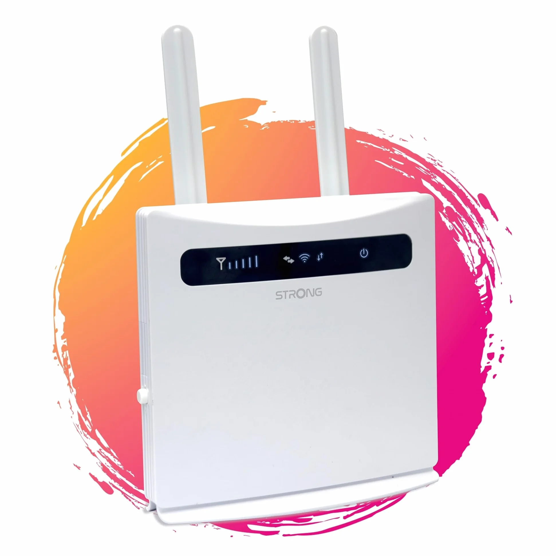 STRONG 4ROUTER300V2 LTE fino a 150 Mbps, Wireless N300Mbps, Router WiFi con Slot per Sim, 4 Porte LAN, Cat 4, Modem 4G Sim. Funziona con qualsiasi operatore. Bianco.