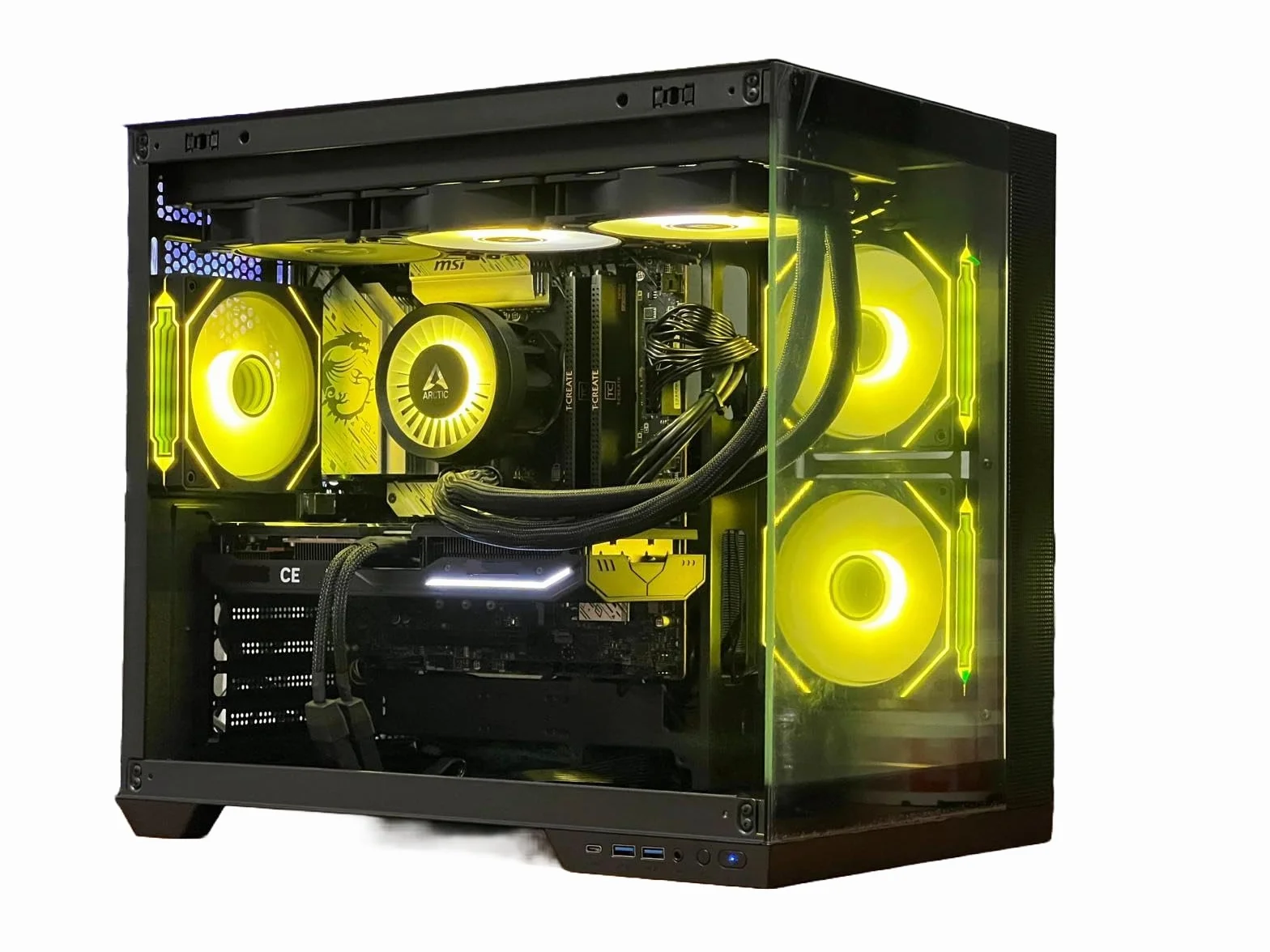 EMCA4 Computer Gaming PC Assemblato Ryzen 7 8700F AI - RTX 5070 12GB - SSD M.2 1TB nvme Gen4 - Ram 32GB DDR5 6000mhz EXPO - RGB - Windows 11 - B650 WIFI + Bluetooth - Dissipatore a Liquido 360mm