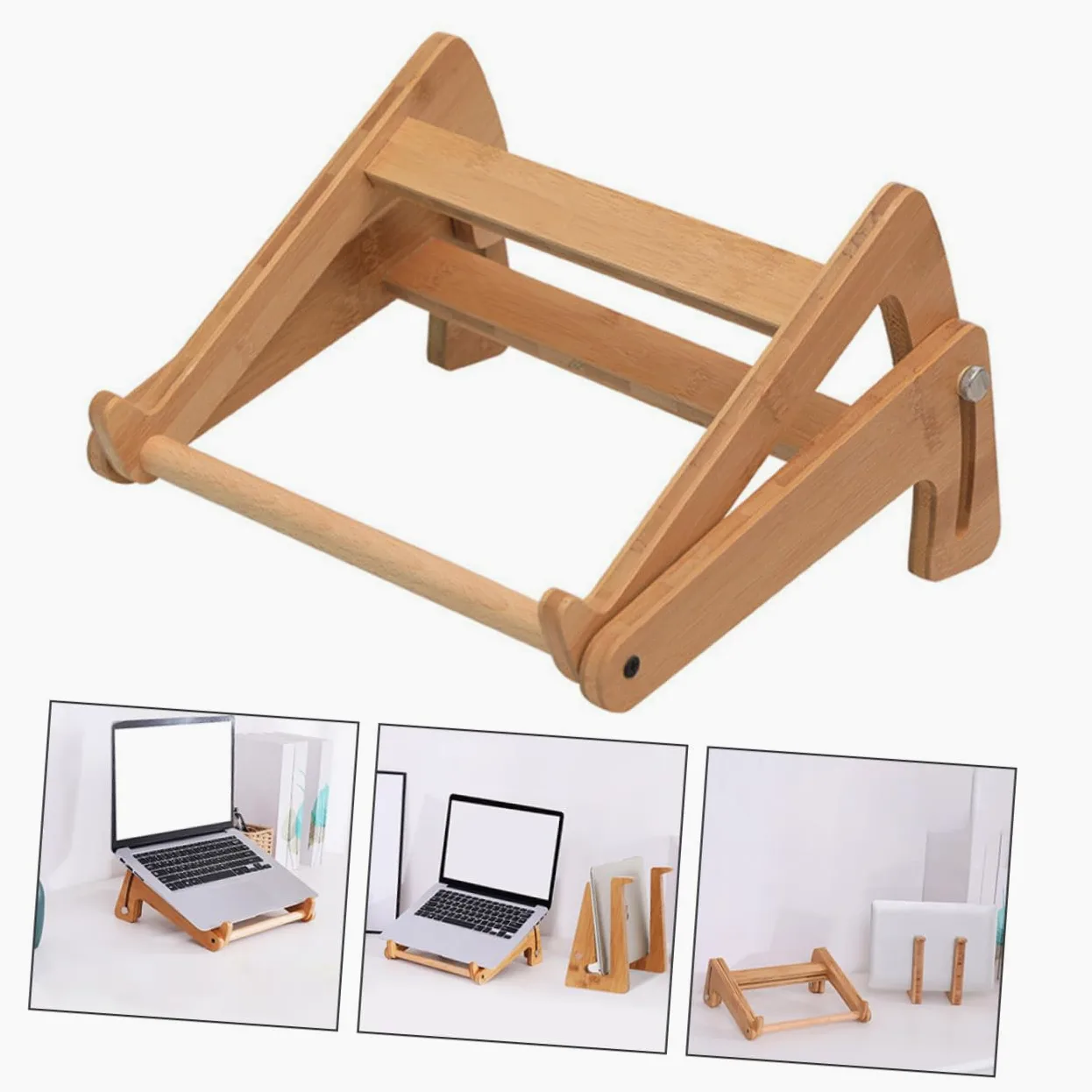 Supporto Portatile per Laptop in Legno Regolabile Supporto Pieghevole per Computer 13-156 Pollici Accessori Multifunzione per Notebook Elevazione Ergonomica