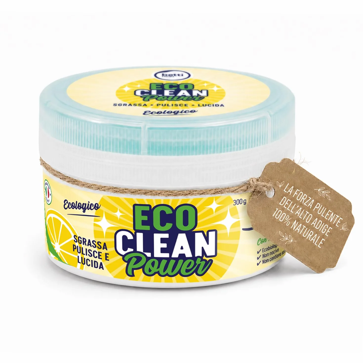 Betti Clean ECO CLEAN Power Pasta Pulente Ecologica 300g Detergente Universale per Forno, Piano Induzione, Acciaio Inox, Doccia