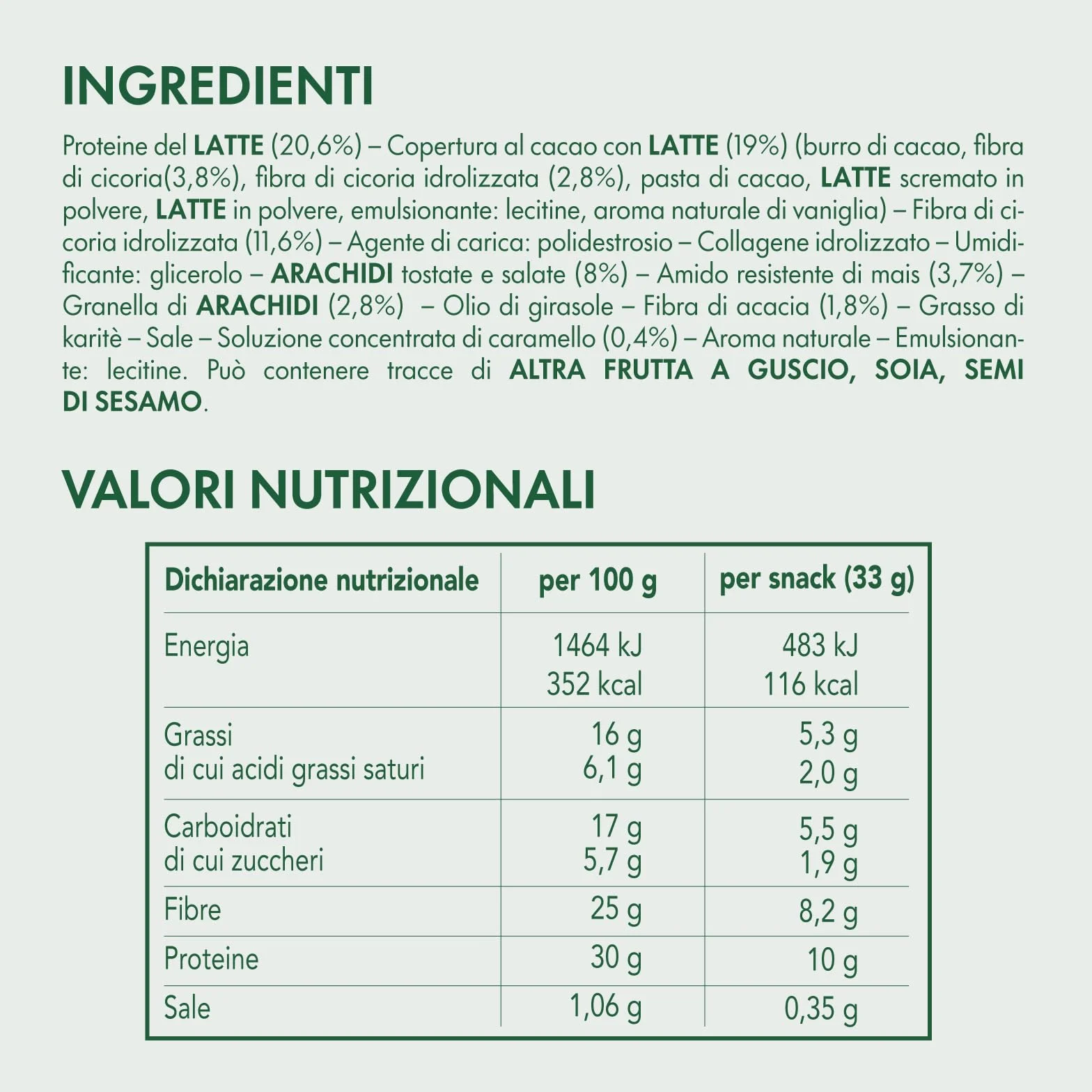 Enervit EnerZona Protein Snack Variety Pack 6x33g Barrette Assortite Cocco Noir White Peanuts Salty Caramel Pistacchio Nocciola
