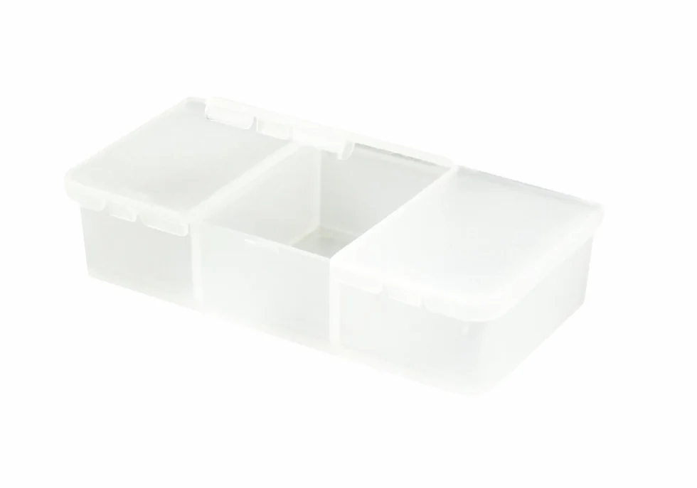 COM-FOUR® mini-tablet 10 pezzi trasparente distributore di farmaci con tre scomparti per casa trasportabile