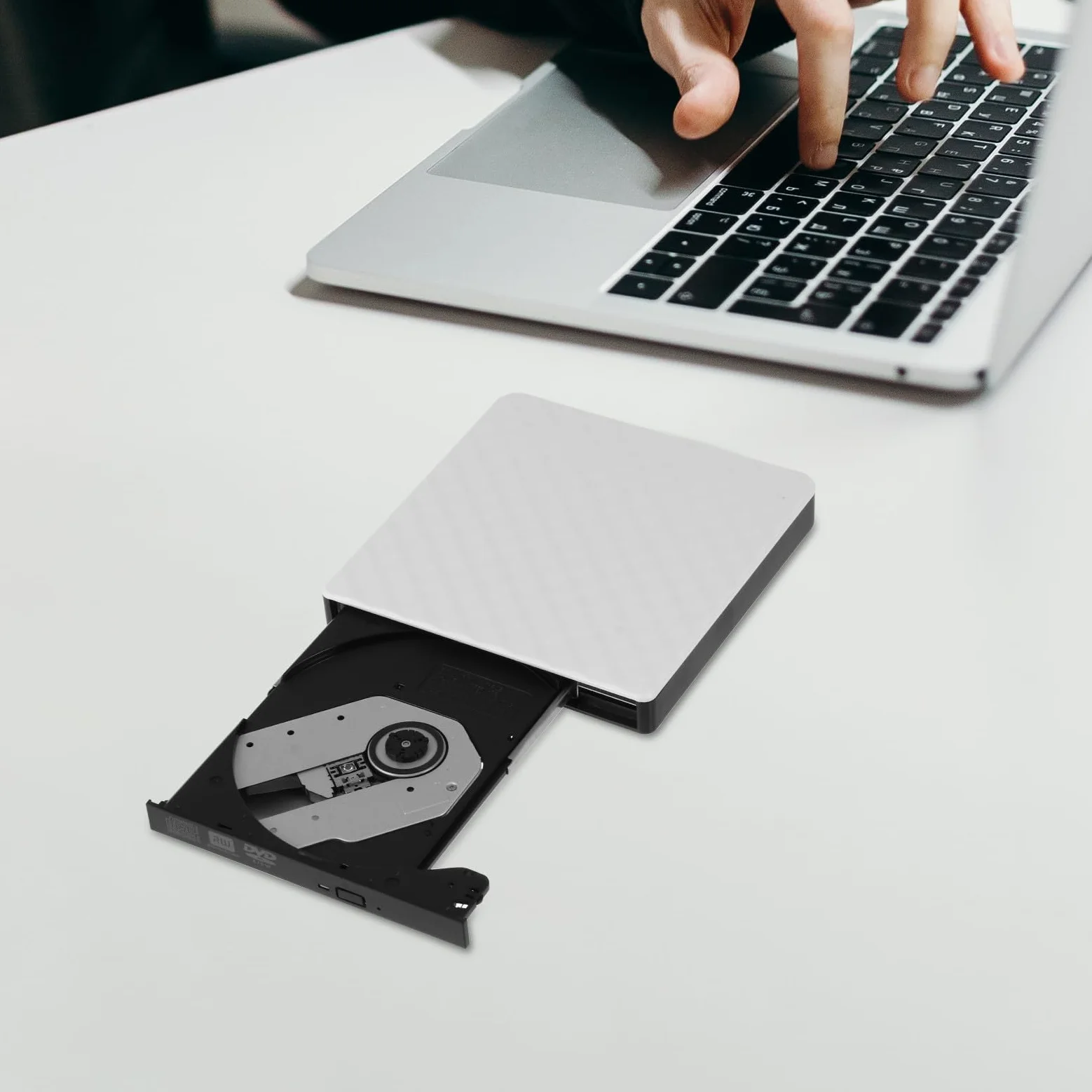 Masterizzatore Laptop Dvd USB 3.0 per Bianco Esterno Abs | Dvd-rom 8x e Cd-rom 24x, Design Ultrasottile e Ultraleggero, Uso Orizzontale o Autoportante