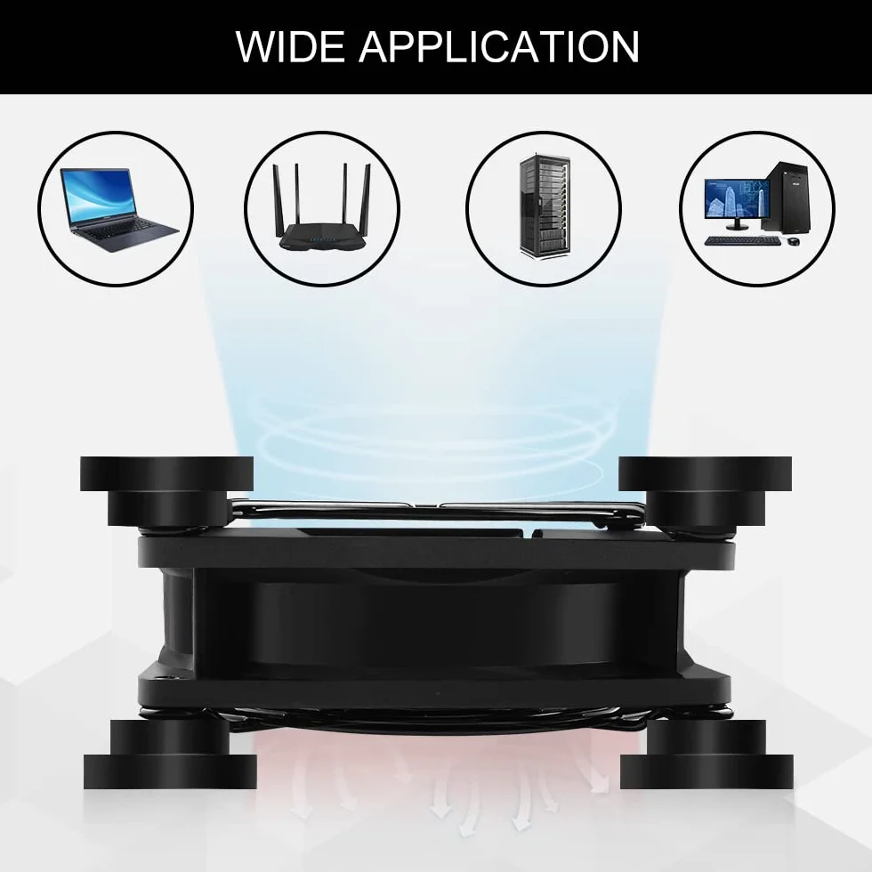 2 mini ventilatore USB da 80 mm, controllo multi-velocità, riduzione del calore per router, console di gioco, TV Box, destinatario, modem, DVR, PlayStation, cabina AV