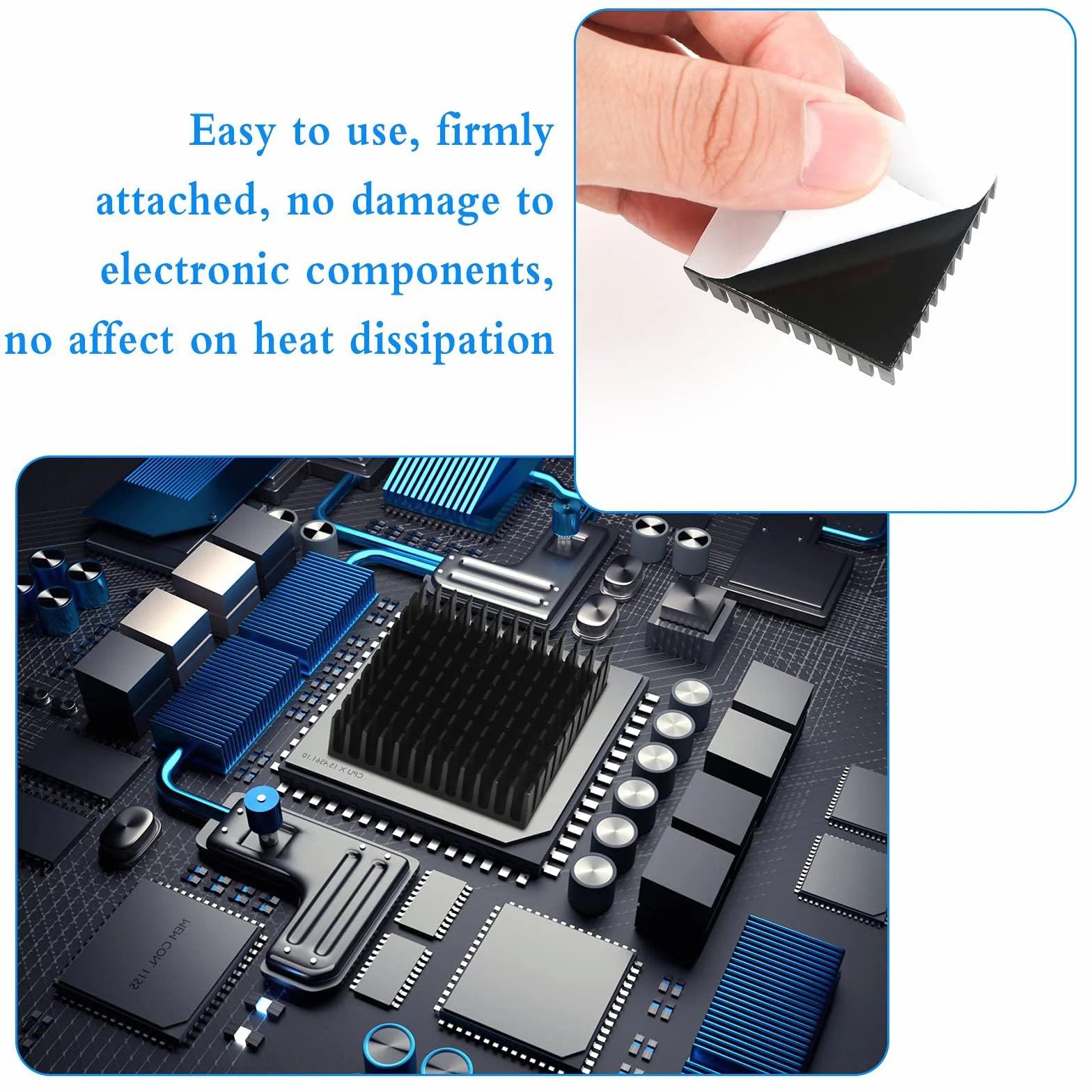 8 Pezzi Dissipatore di Calore in Alluminio 40mm x 40mm x 11mm Radiatore con alette di raffreddamento in alluminio dissipatore di calore per PC CPU Chips Vram -con Adesivo, Nero
