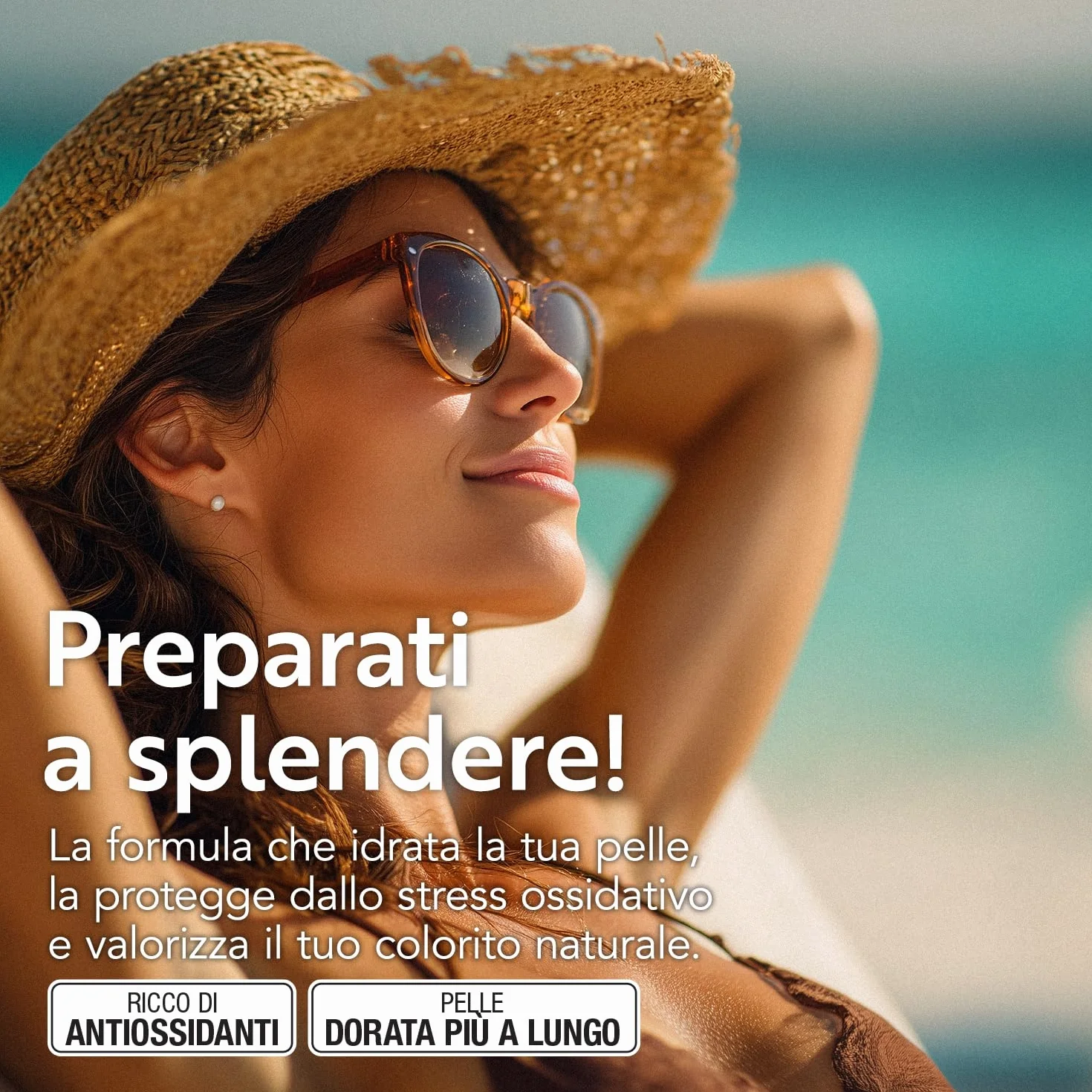 PiùLife Betacarotene Integratore Abbronzatura 120 Capsule con Vitamina A C E Selenio Licopene Collagene Acido Ialuronico