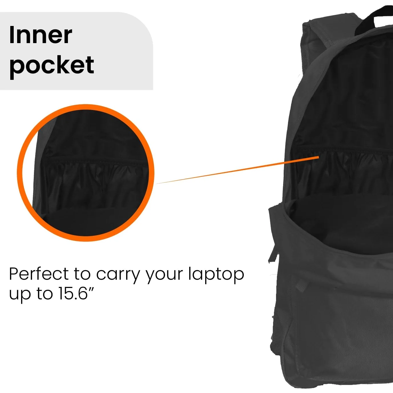 TECHMADE Zaino Scuola e Porta PC 15" Leggero e Capiente – Zaino Bagaglio a Mano 31.5x13.5x43 cm Compatibile Ryanair EasyJet – Multitasche Ergonomico per Lavoro, Scuola e Viaggi – UNISEX, (Nero)