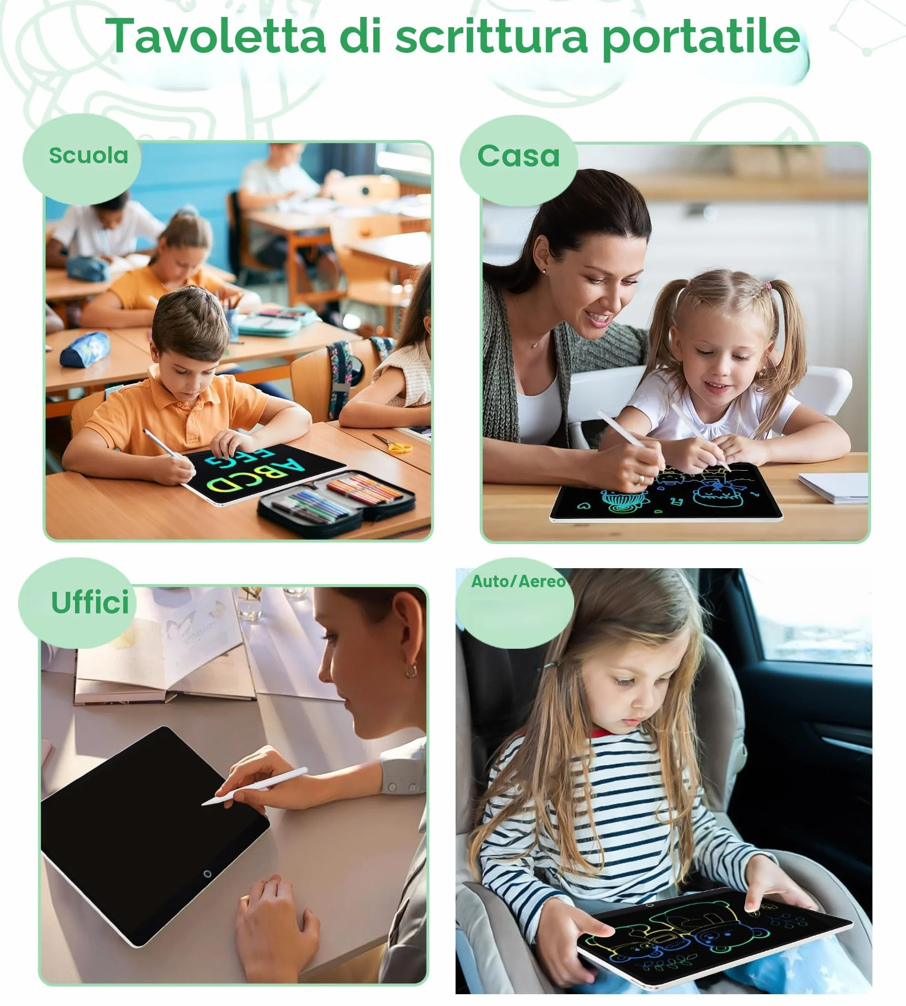 Tavoletta Grafica LCD 16 Pollici, Lavagna Digitale da Disegno con Penna per Bambini 3-12 Anni