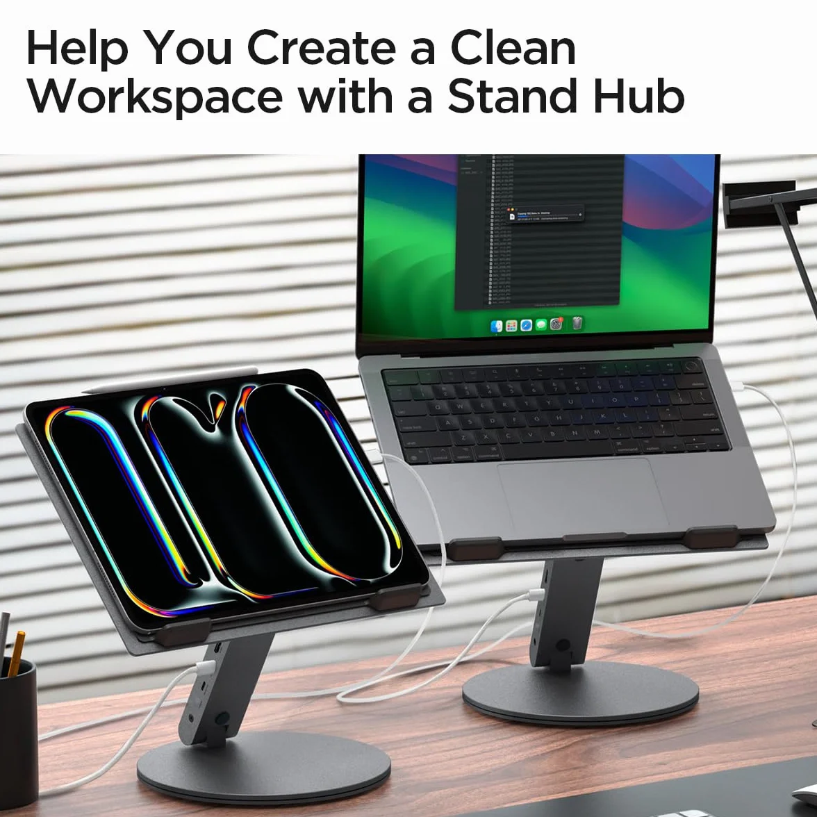 Spigen ArcDock Supporto PC Portatile Hub 6-in-1, Docking Station [Cavo incluso] HDMI 4K60Hz, USB-C & A 3.0 Compatibile con Laptop & Tablet Fino a 15.6", MacBook iPad Pro Air Neo A16 M2 M3 M4 M5
