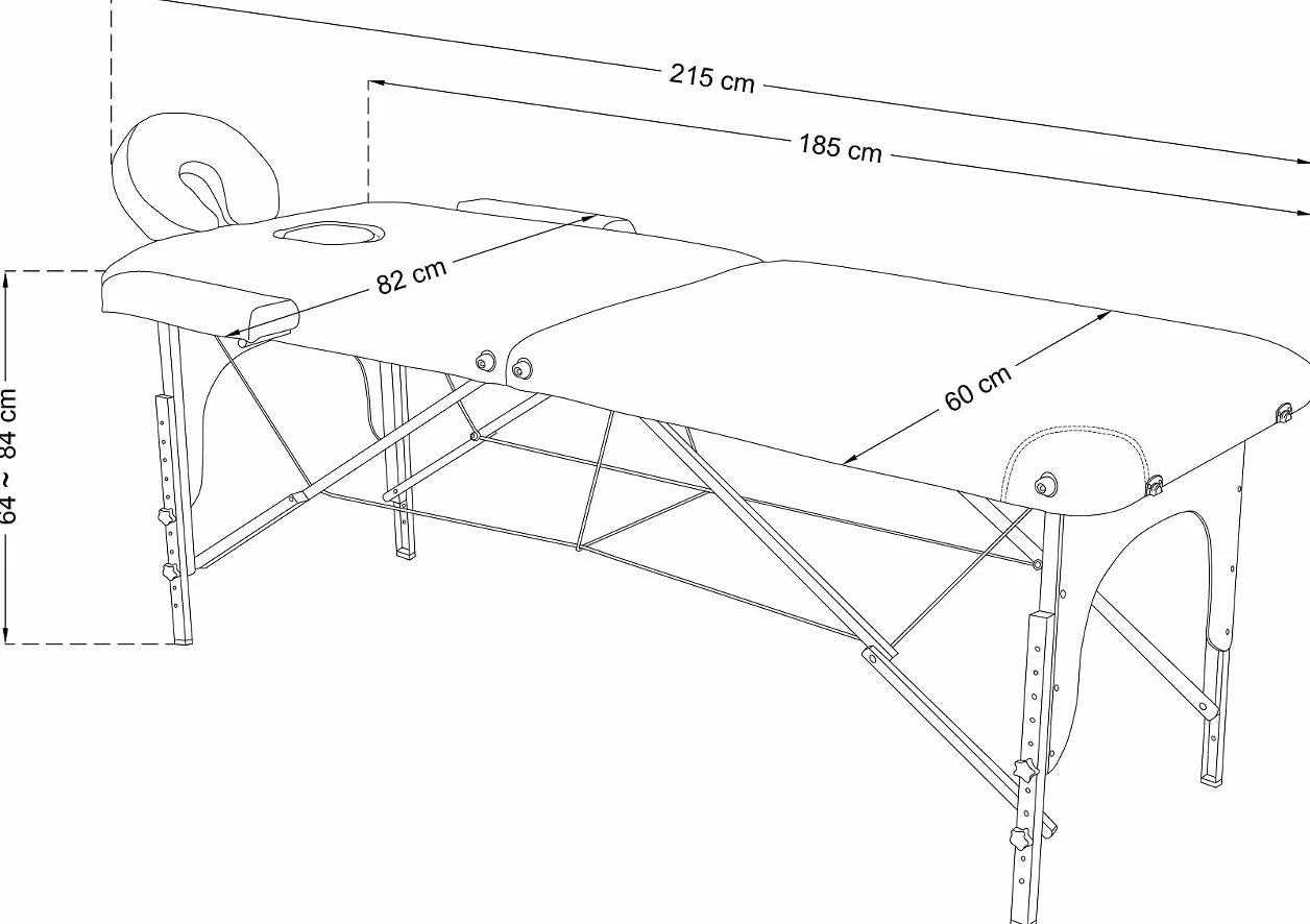 Beltom Lettino da Massaggio 2 Zone in Legno Portatile 185 x 60 cm 11,7 kg Nero