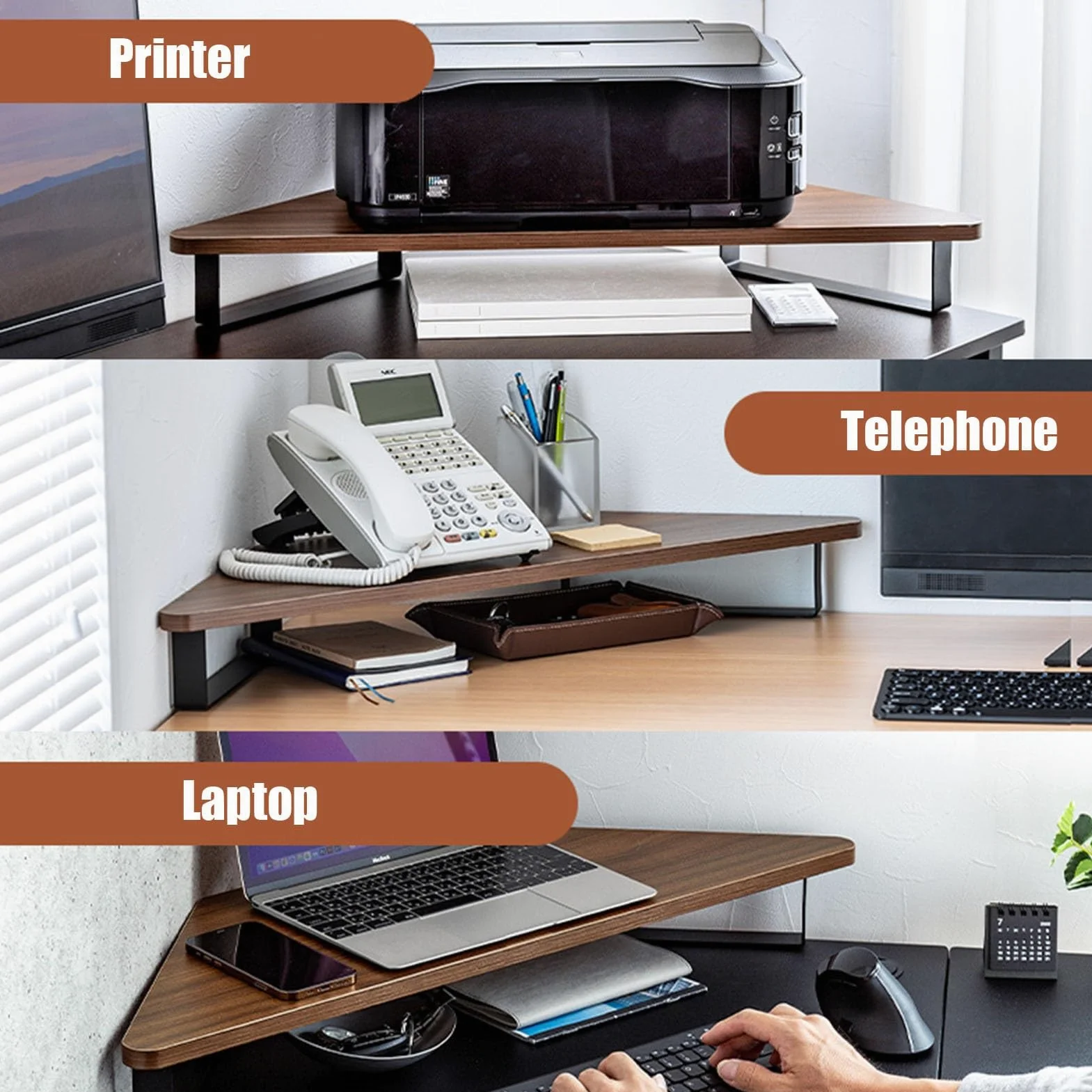 Supporto angolare per monitor da 8,9 cm, con supporto in metallo e tappetino antiscivolo, supporto universale da scrivania per ufficio, per studio, scrivania, mensola organizzativa