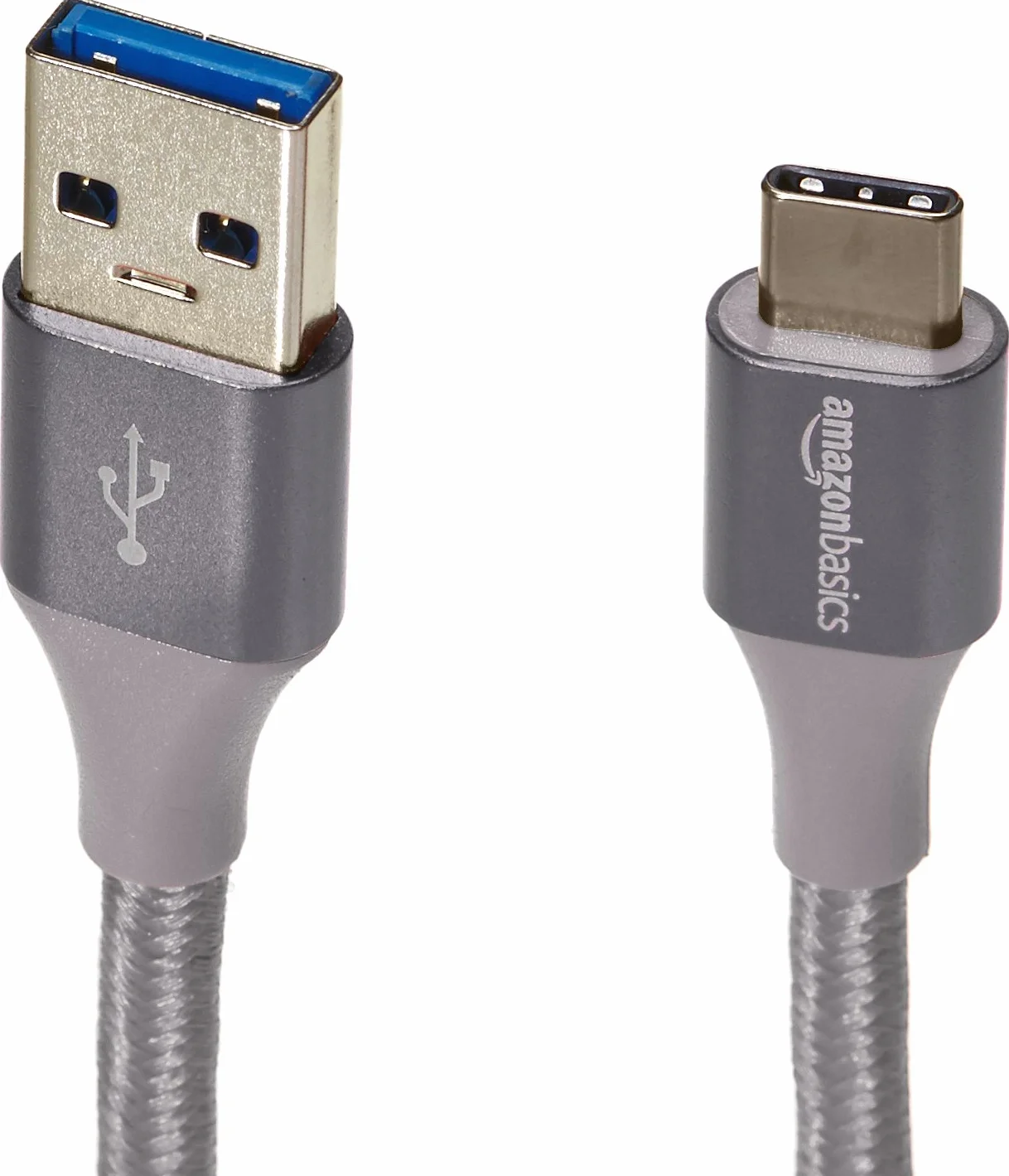 Amazon Basics Cavo di ricarica USB 3.1 Gen 2, da USB-C a USB-A, in nylon a doppia treccia, 0.9 m, grigio scuro