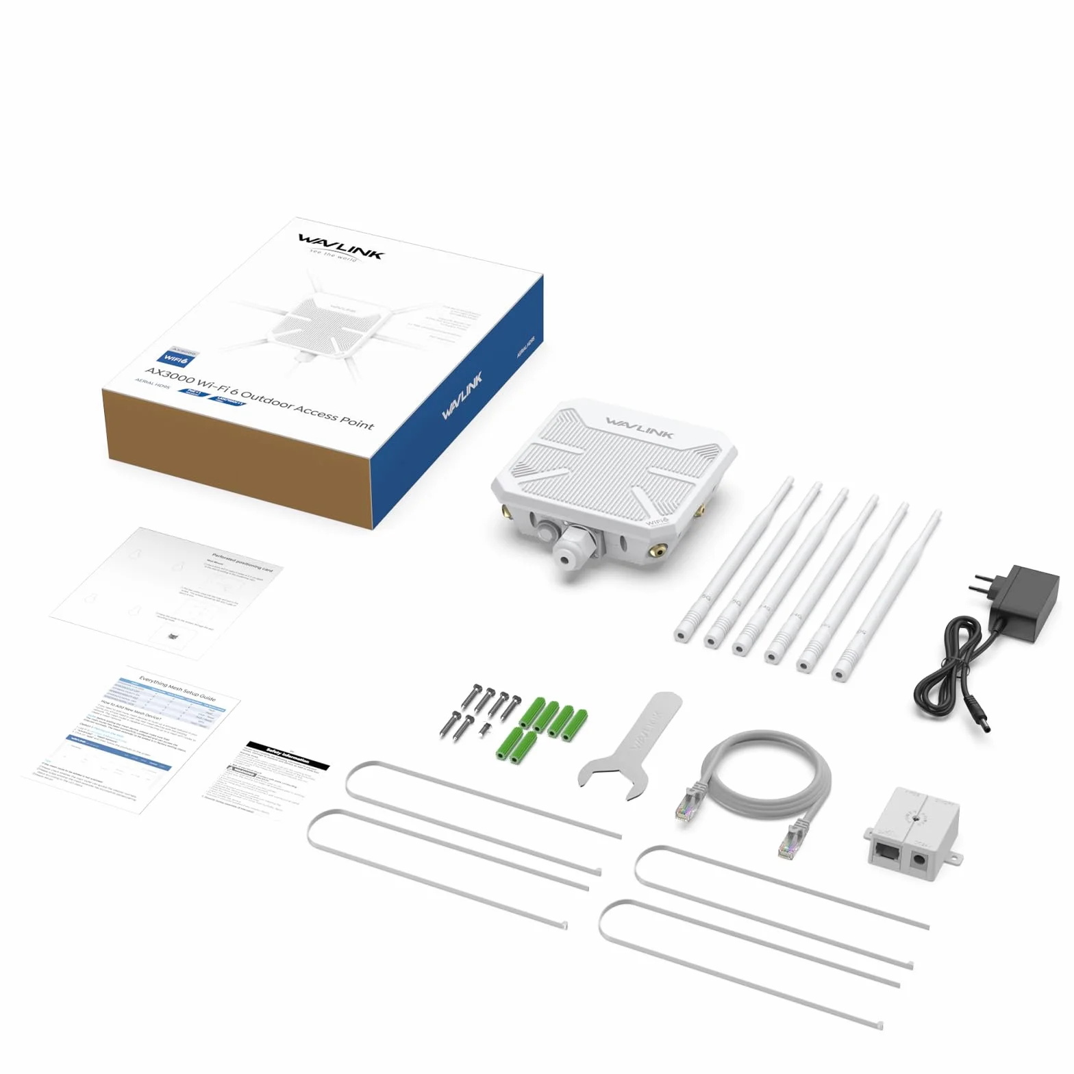 Ripetitore WiFi Esterno Potente Wavlink AX3000 WiFi 6 – Antenna 360°, Lungo Raggio, Mesh, PoE, IP67 – Ideale per Giardini, Grandi Spazi e Aree Esterne Lontane