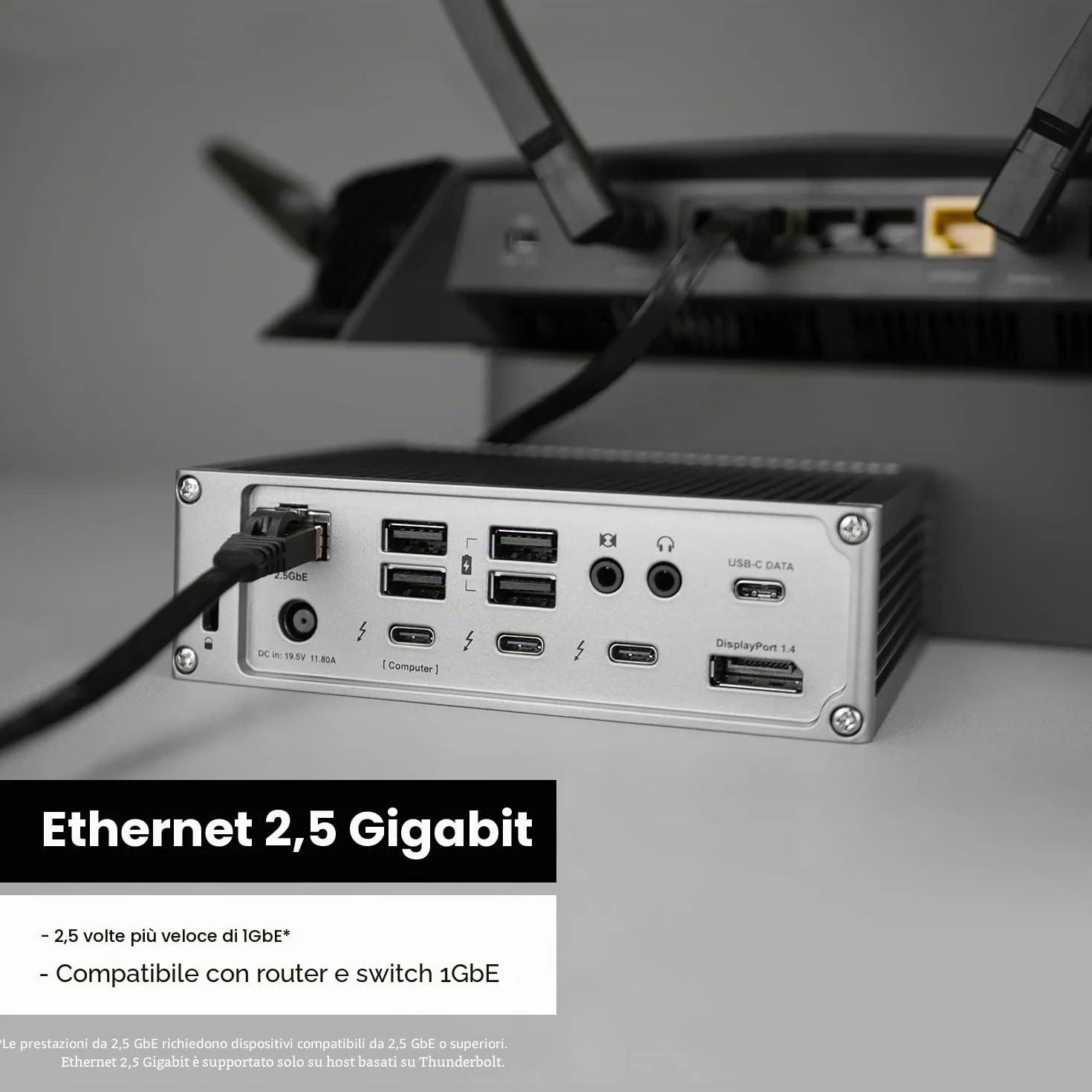 CalDigit TS4 Thunderbolt 4 Dock,18 porte, 98W di ricarica, 3x Thunderbolt 4 40Gb/s, 5xUSB-A, 3xUSB-C (10Gb/s), 2.5GbE, singoli display 8K o doppio 6K 60Hz, PC, Chrome compatibile con cavo da 0.8 m