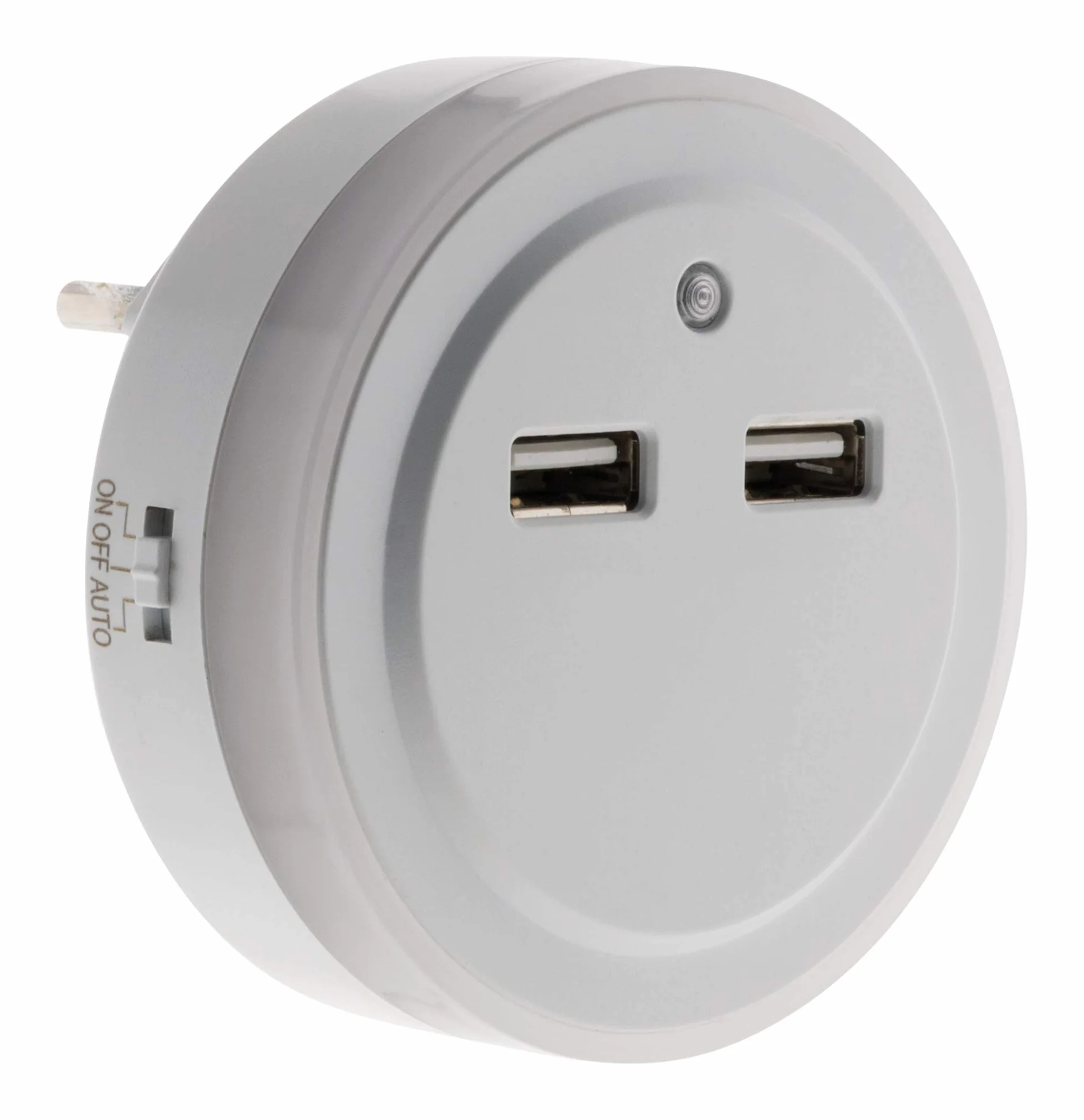 Otio - Lampada LED Automatica con 2 Porte USB - Ecologica e a Basso Consumo - Attivazione Auto/On/Off - Ideale per Dispositivi Multimediali - Bianca - 2 Porte USB