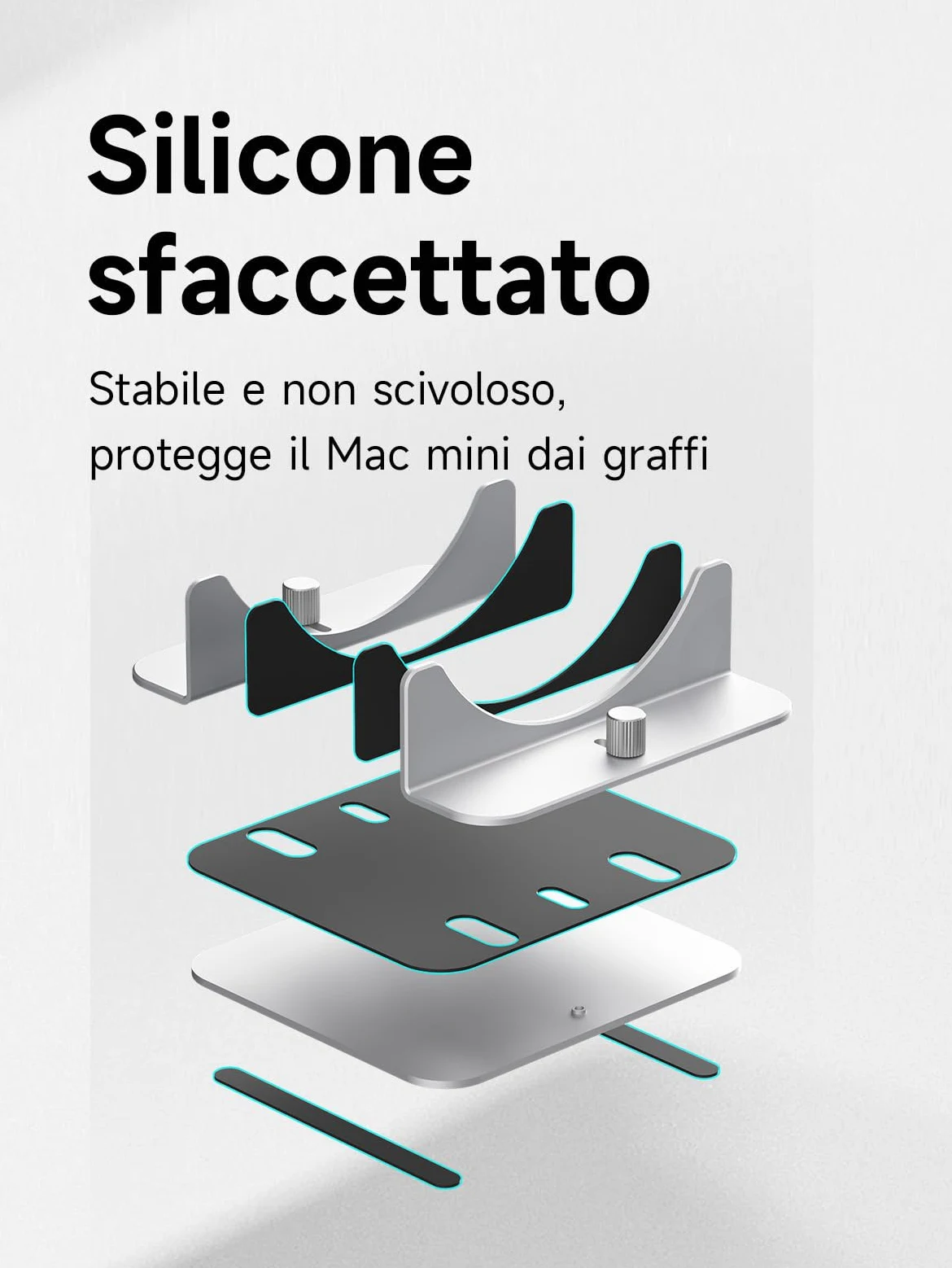 Hagibis Supporto verticale per Mac Mini M4, in lega di alluminio, supporto antiscivolo per computer, compatibile con chip M4, Mac Mini Pro