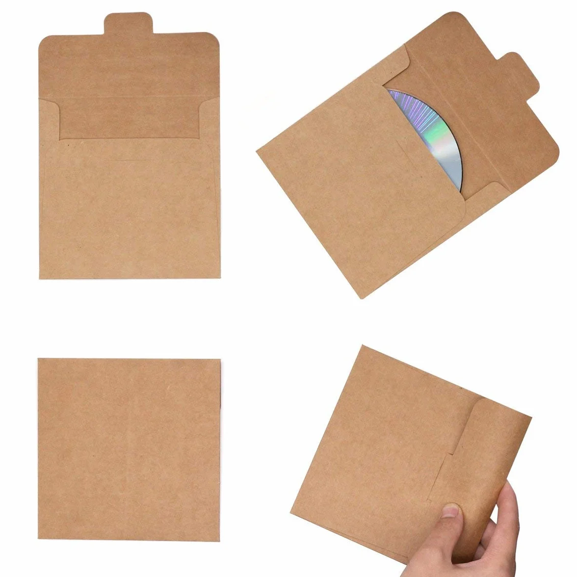 Buste vuote in carta kraft per CD e DVD, confezione da 30 pezzi, 12,5 x 12,5 cm