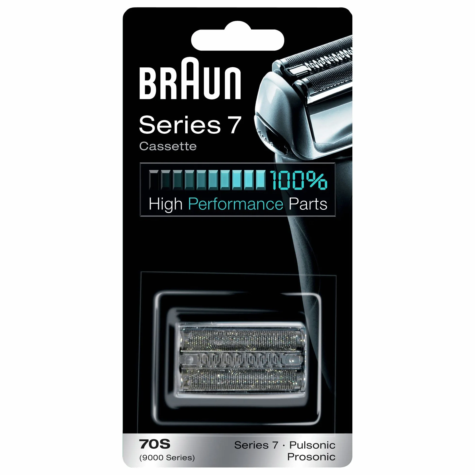Braun 70S Testina di Ricambio Originale per Rasoio Elettrico Barba Series 7 Argento