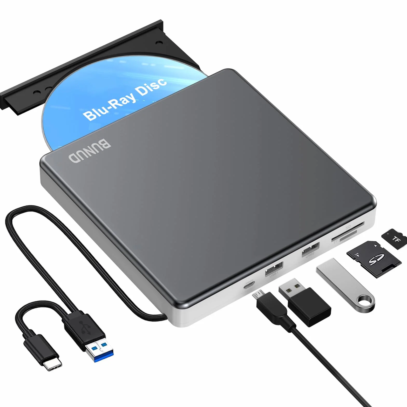 Blu-Ray CD DVD drive esterno USB 3.0 Type C masterizzatore CD/DVD Blu-ray Writer 3D BD Portable per PC Laptop Windows 11/10 Mac MacBook Pro/Air iMac