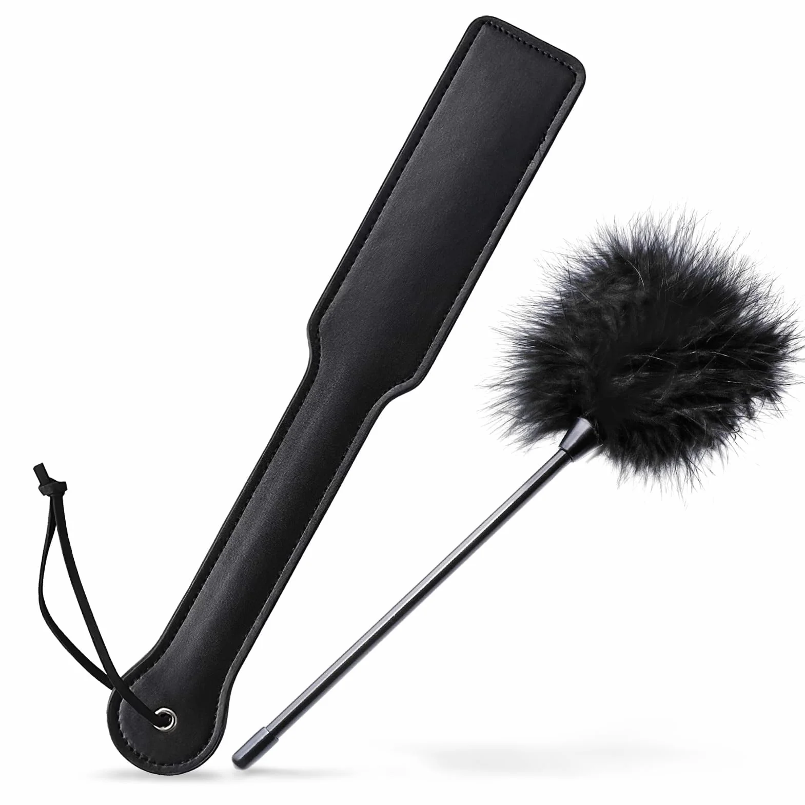 BDSM Set per Coppie - Tickler con Frusta e Piume, Kit Bondage Accessori in Finta Pelle PU