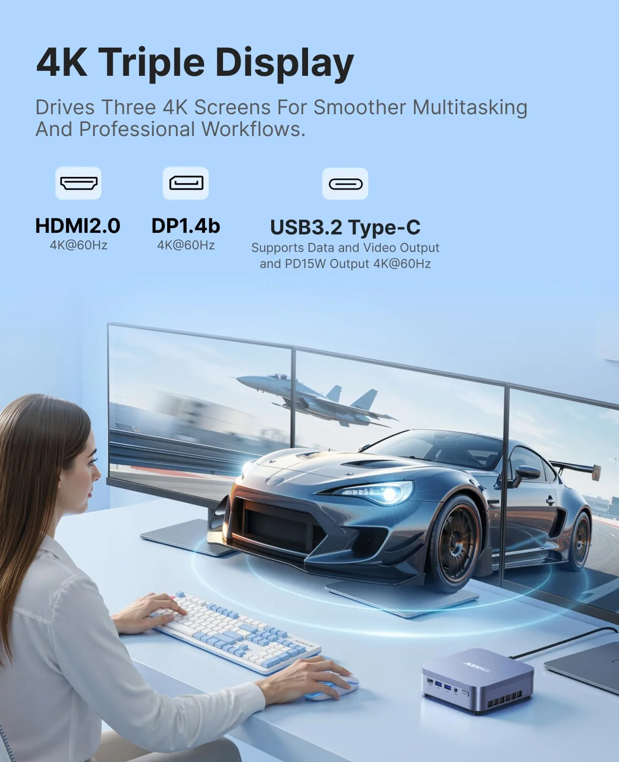 ACEMAGIC Matrix M5 Mini-PC Intel Core i7-14650HX 32GB DDR4 RAM 1TB PCIe 4.0 SSD Triplo Display 4K WiFi 6 Win11 Pro