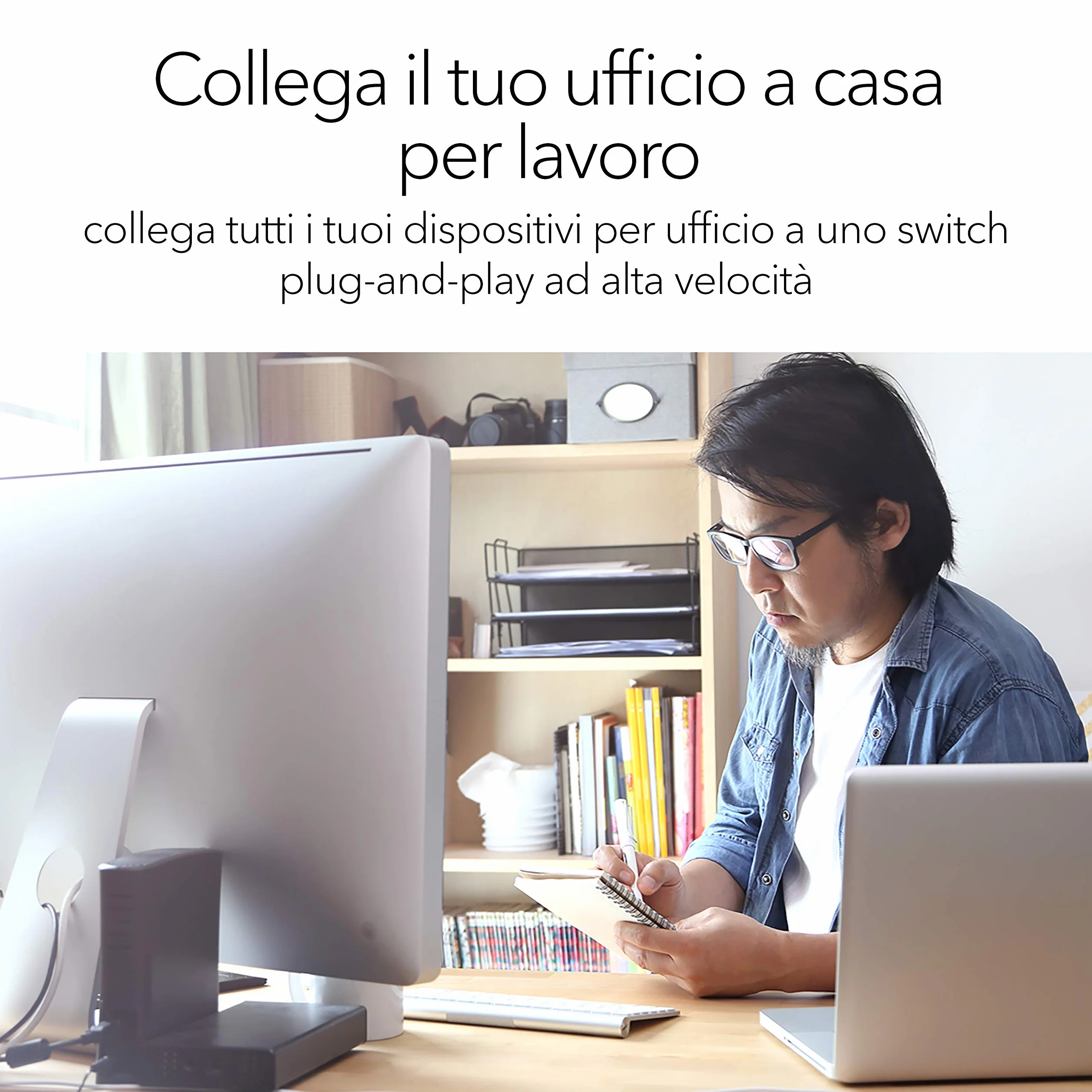 NETGEAR Switch Ethernet 8 porte Unmanaged (GS308), Switch Gigabit hub di rete domestica, Switch 8 Porte gigabit per ufficio, Plug-and-play, silenzioso, montaggio desktop o a parete